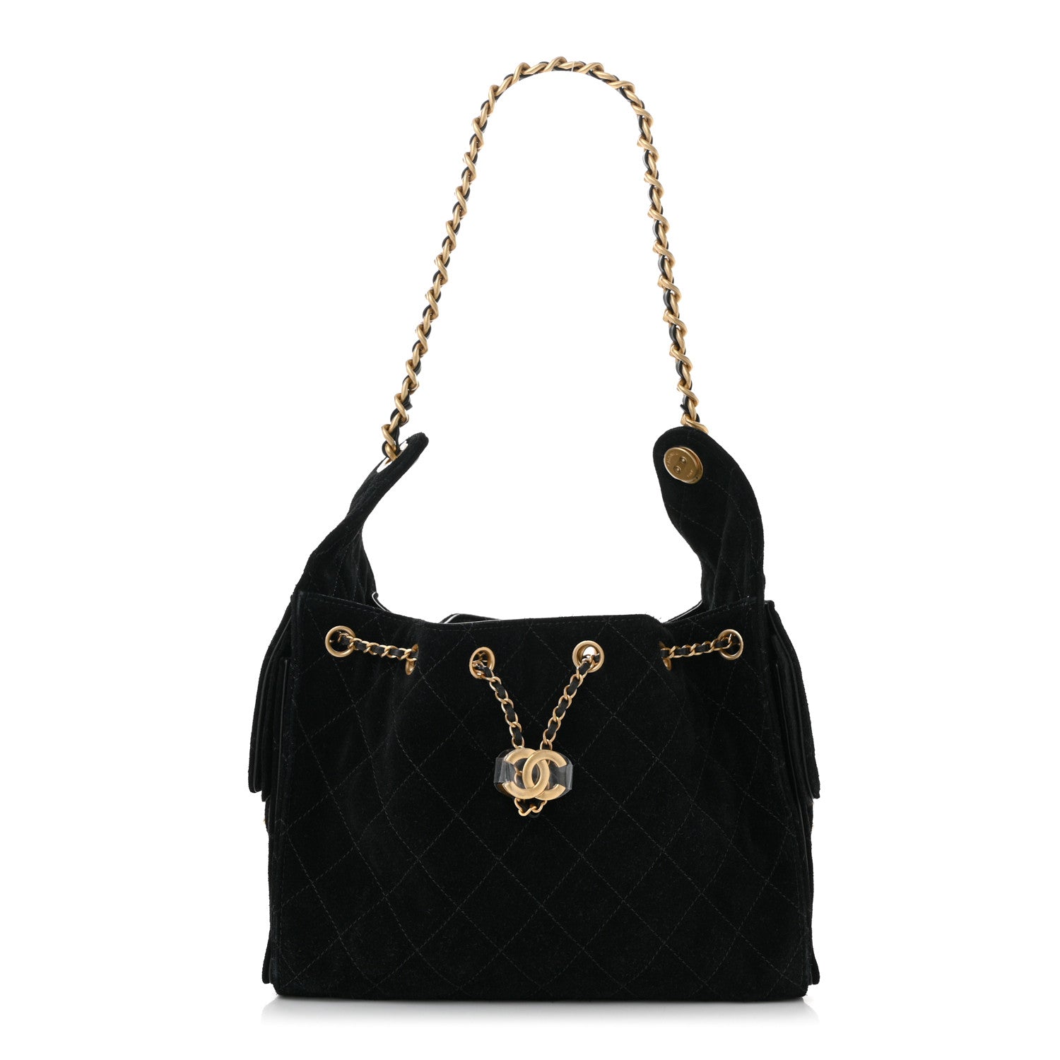 Chanel Suede Quilted Small 25 Handbag Black