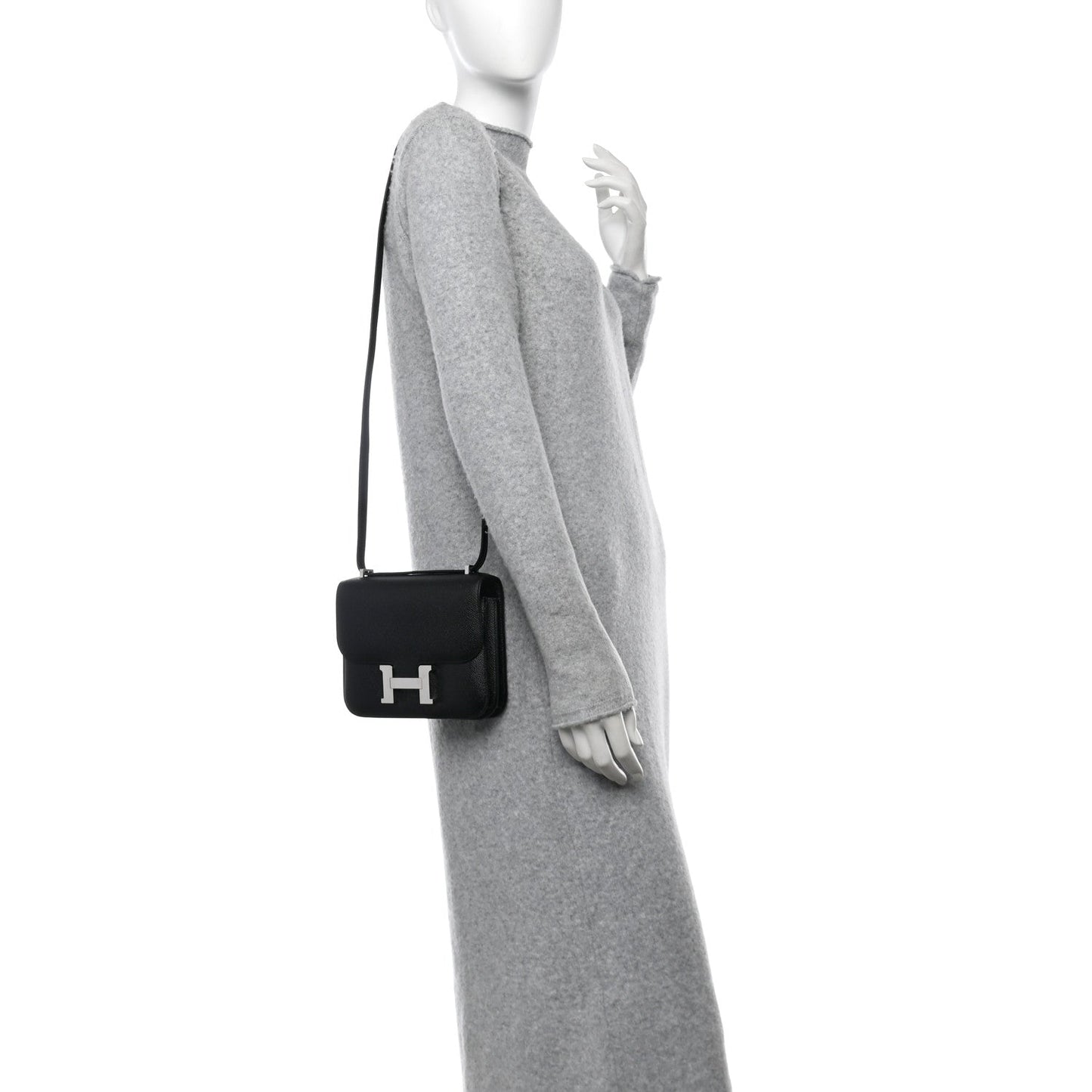 Hermes Epsom Constance Handbag Black Travel Bag 18 Black 1673969