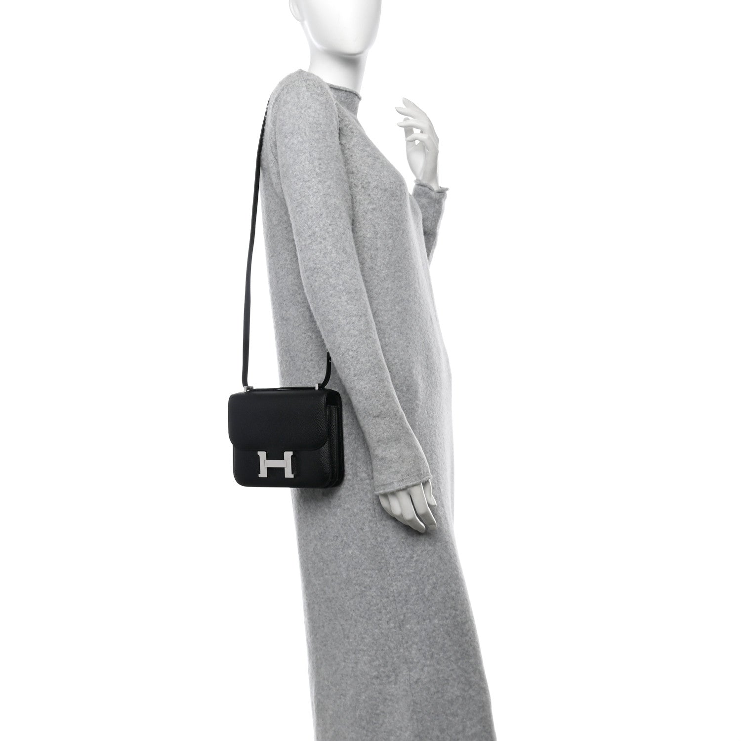 Hermes Epsom Constance Handbag Black Travel Bag 18 Black 1673969