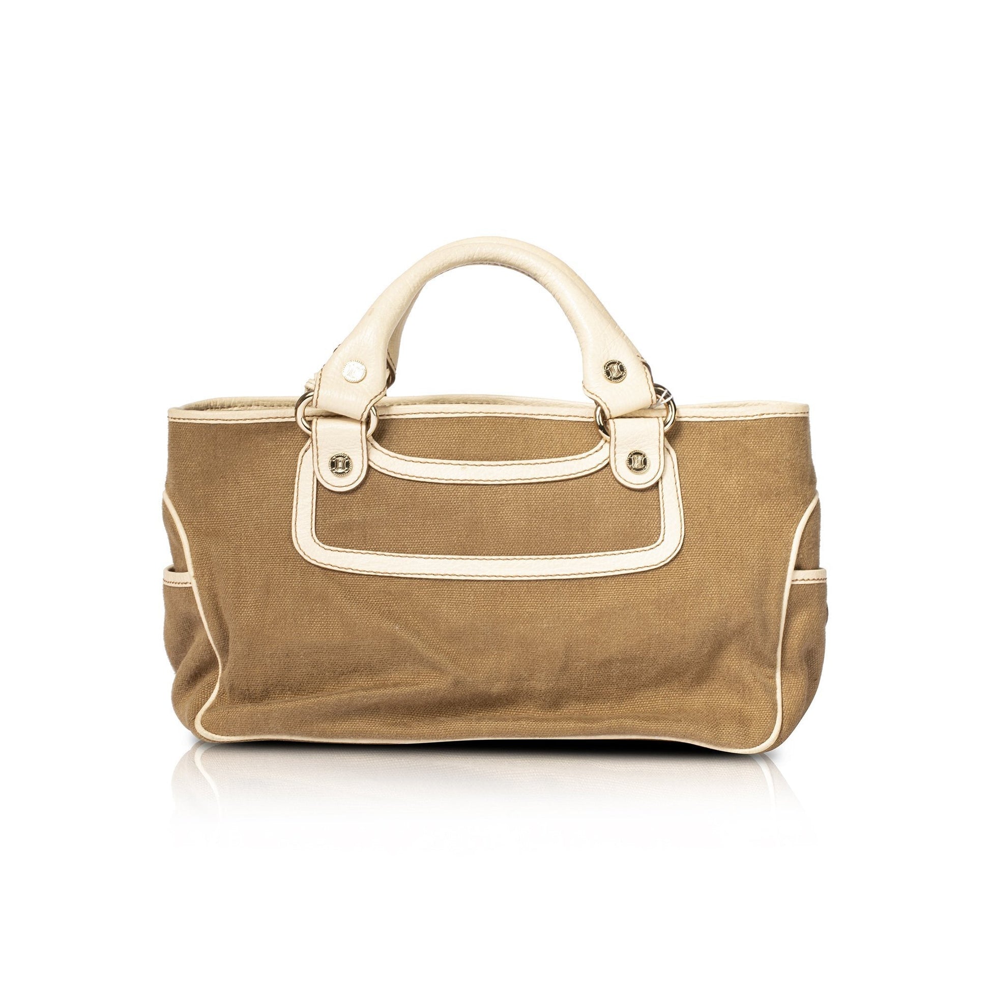 Celine Trimmed Handle Bag Leather Travel Bag