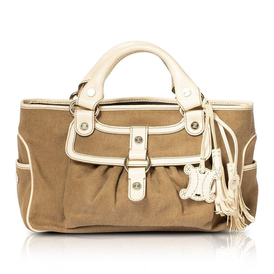 Celine Trimmed Handle Bag Leather Travel Bag