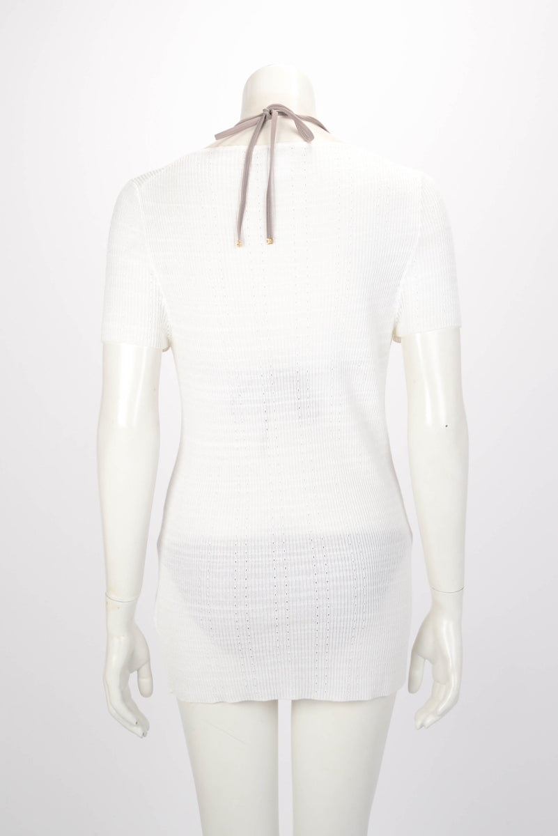 Chanel Ivory Cotton Pointelle Cc Top Fr 48 Bag