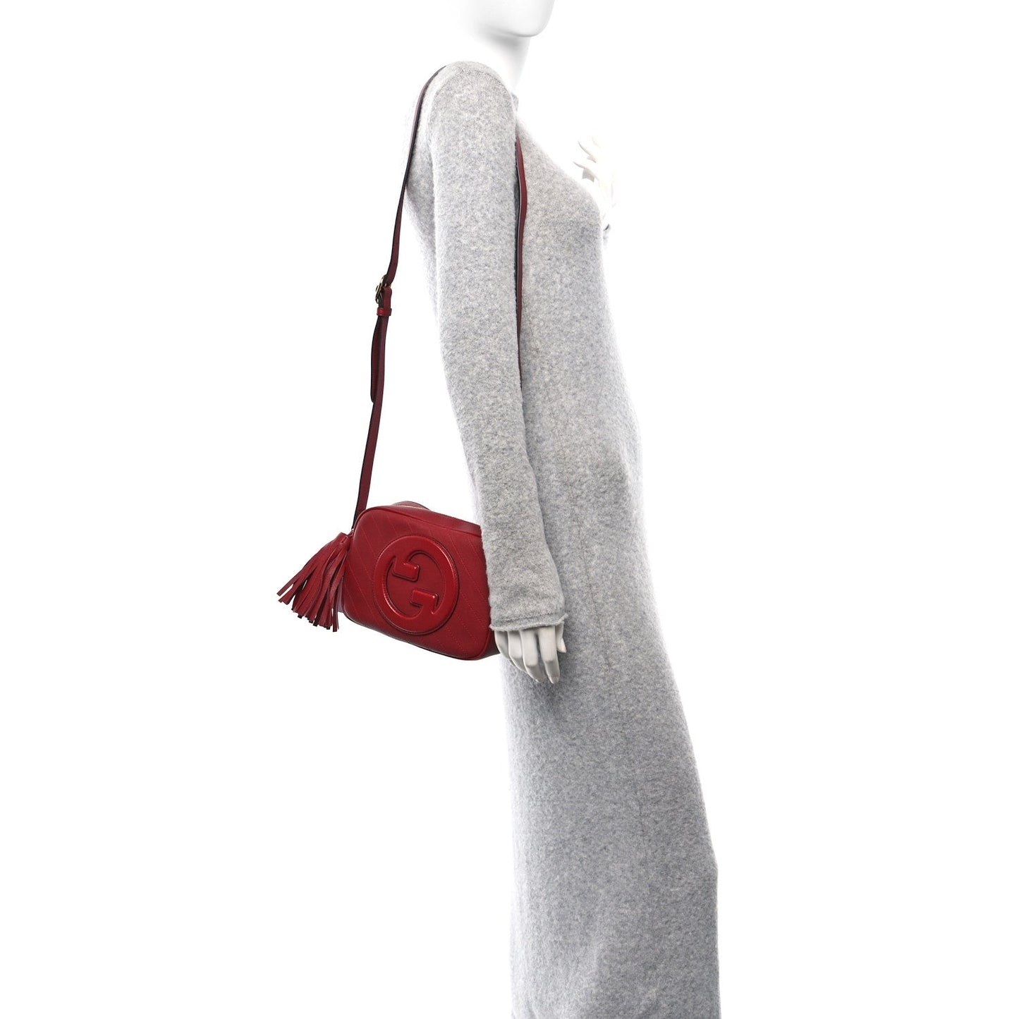 Gucci Sakai Be Green Calfskin Diagonal Stitched Small Blondie Shoulder Bag Rosso
