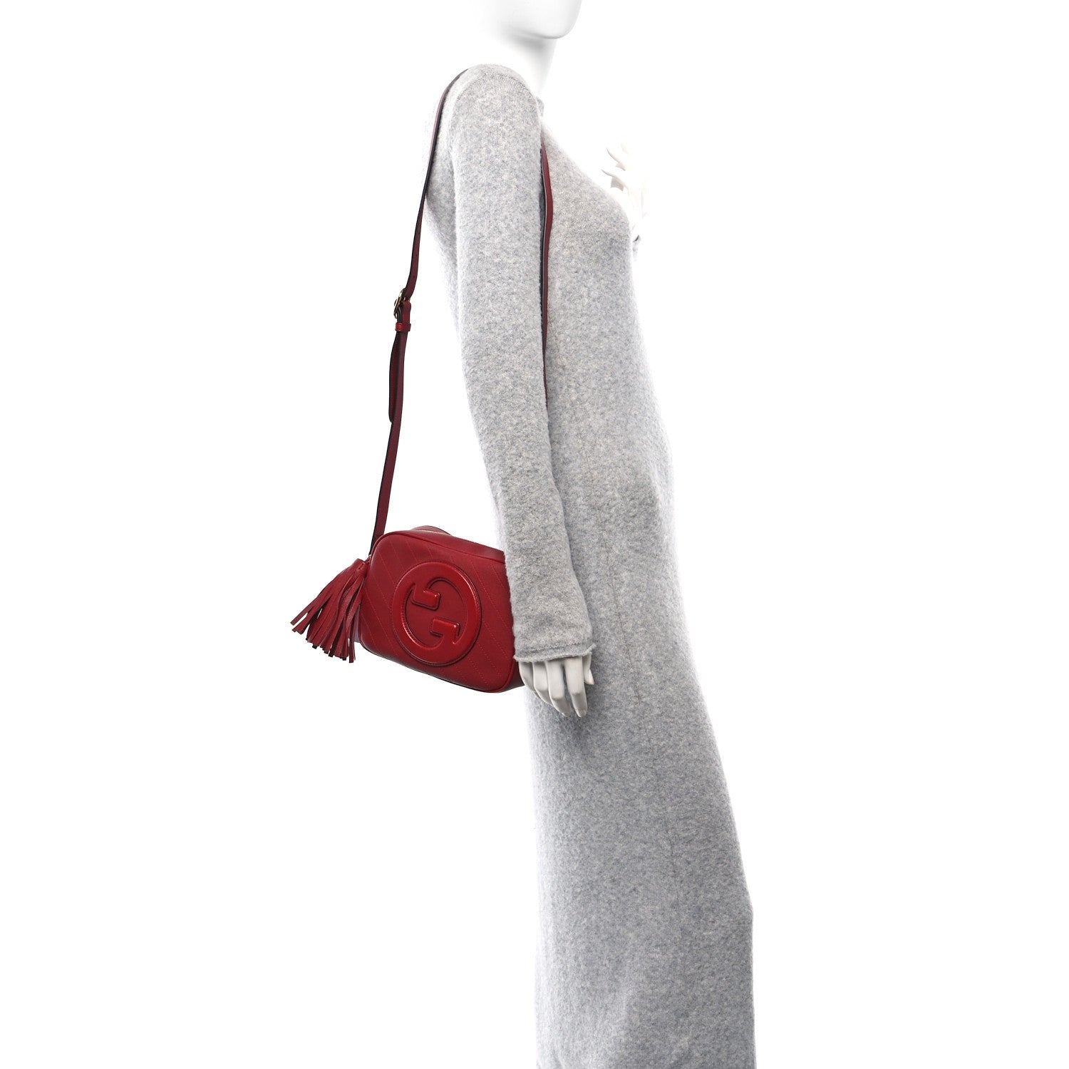 Gucci Sakai Be Green Calfskin Diagonal Stitched Small Blondie Shoulder Bag Rosso