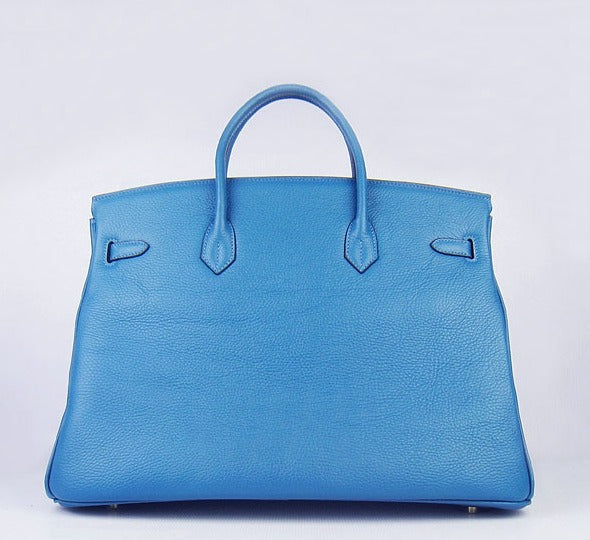 Hermes Luxury Birkin Cm Togo Handbags Golden Leather Blue Travel Bag