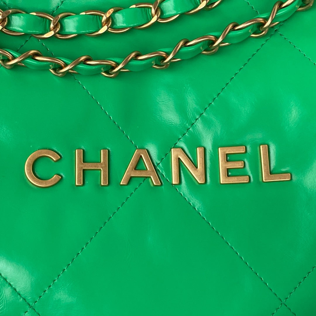 CHL 22 Hardware Shiny , Green Gold Shoulder Bag 165In38Cm As3261