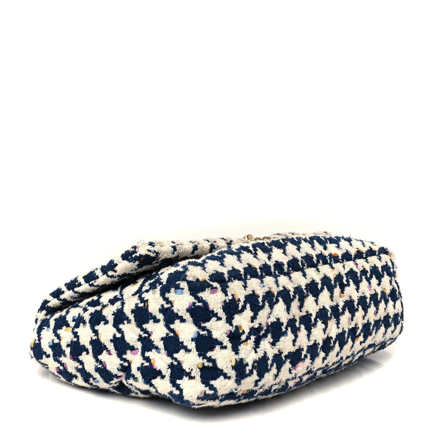 Tweed Quilted Maxi Chanel 19 Flap Ecru Navy Blue Multicolor