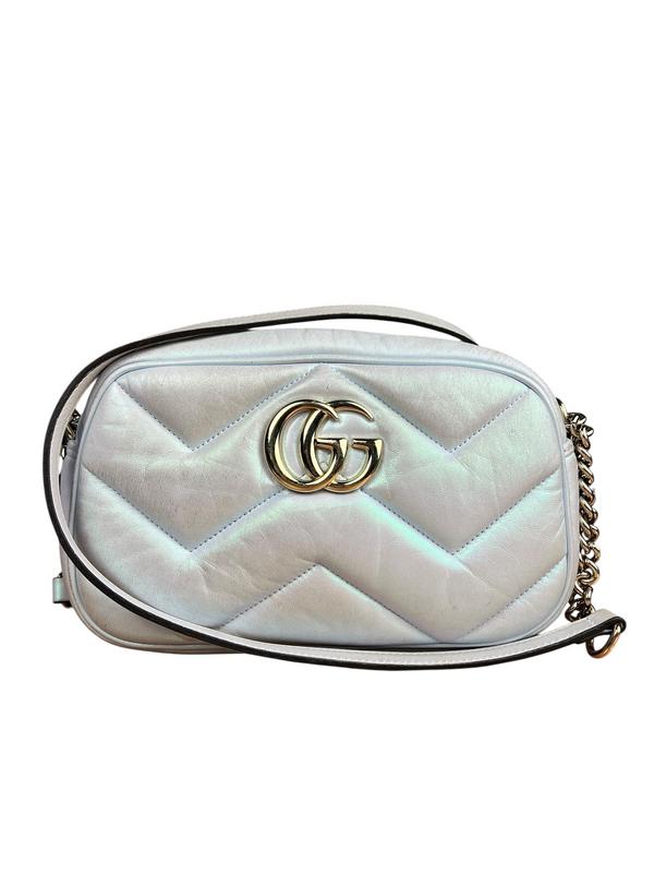 Gucci Marmont Blue Iridescent Chain Crossbody