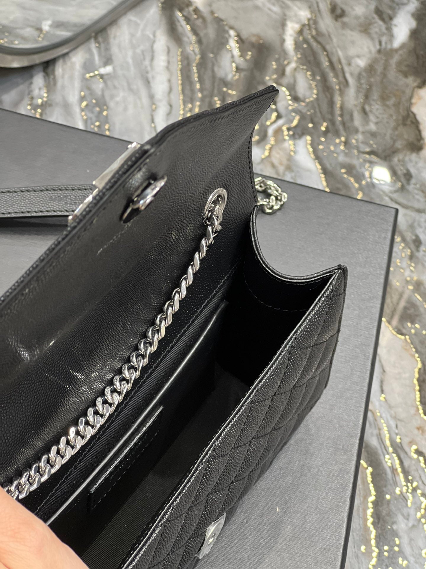 YSL Saint Laurent Mix 8in 21cm Matelasse Black Small Handbag Ysl 600195Bow921000