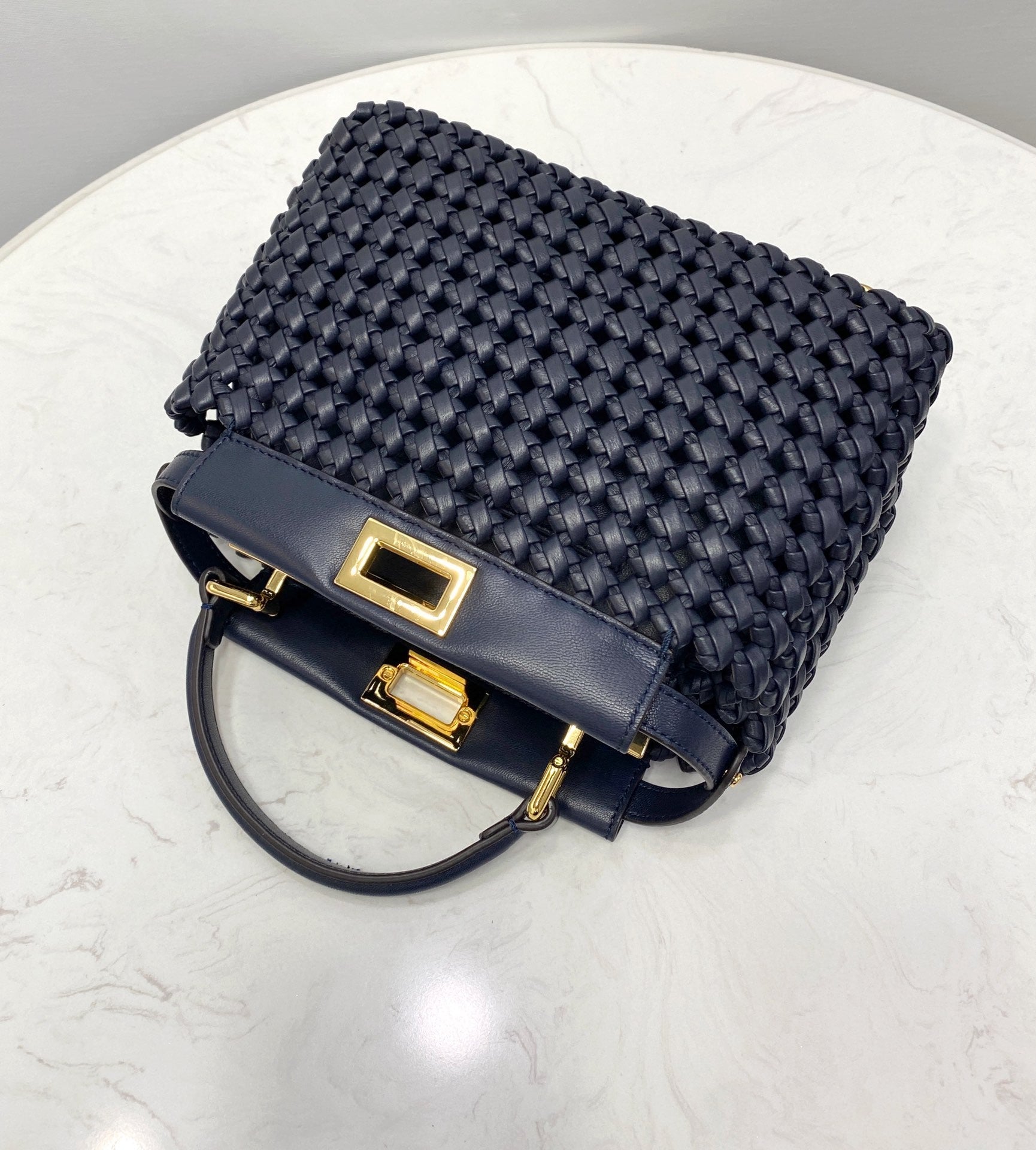 Top QualityTop Quality Peekaboo Braided Blue Navy Mini Bag