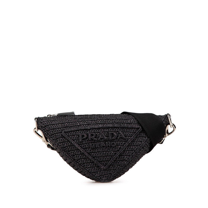 Prada Triangle Crochet Shoulder Bag Raffia