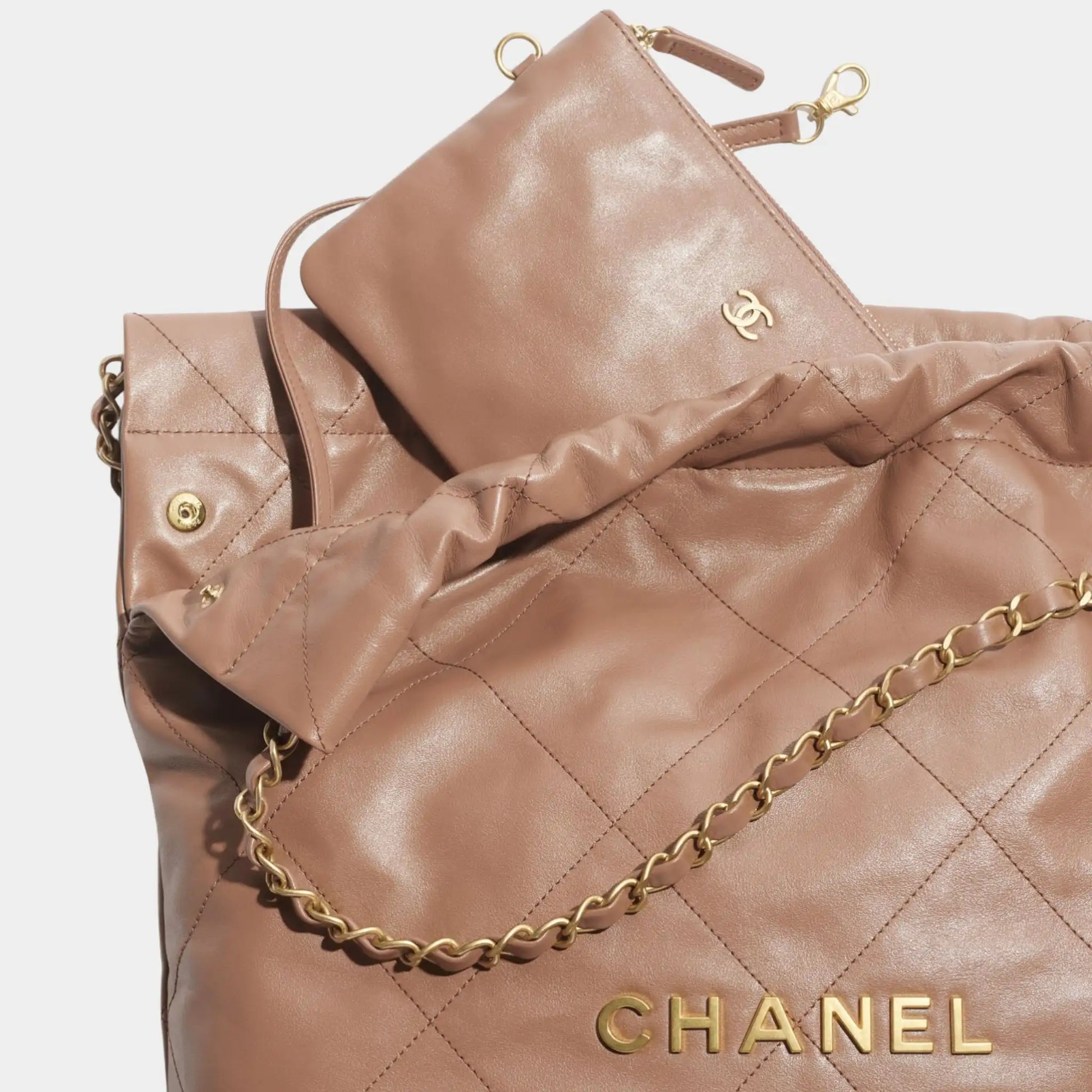 Chanel 22 Handbag Shiny Calfskin & Gold Tone Metal