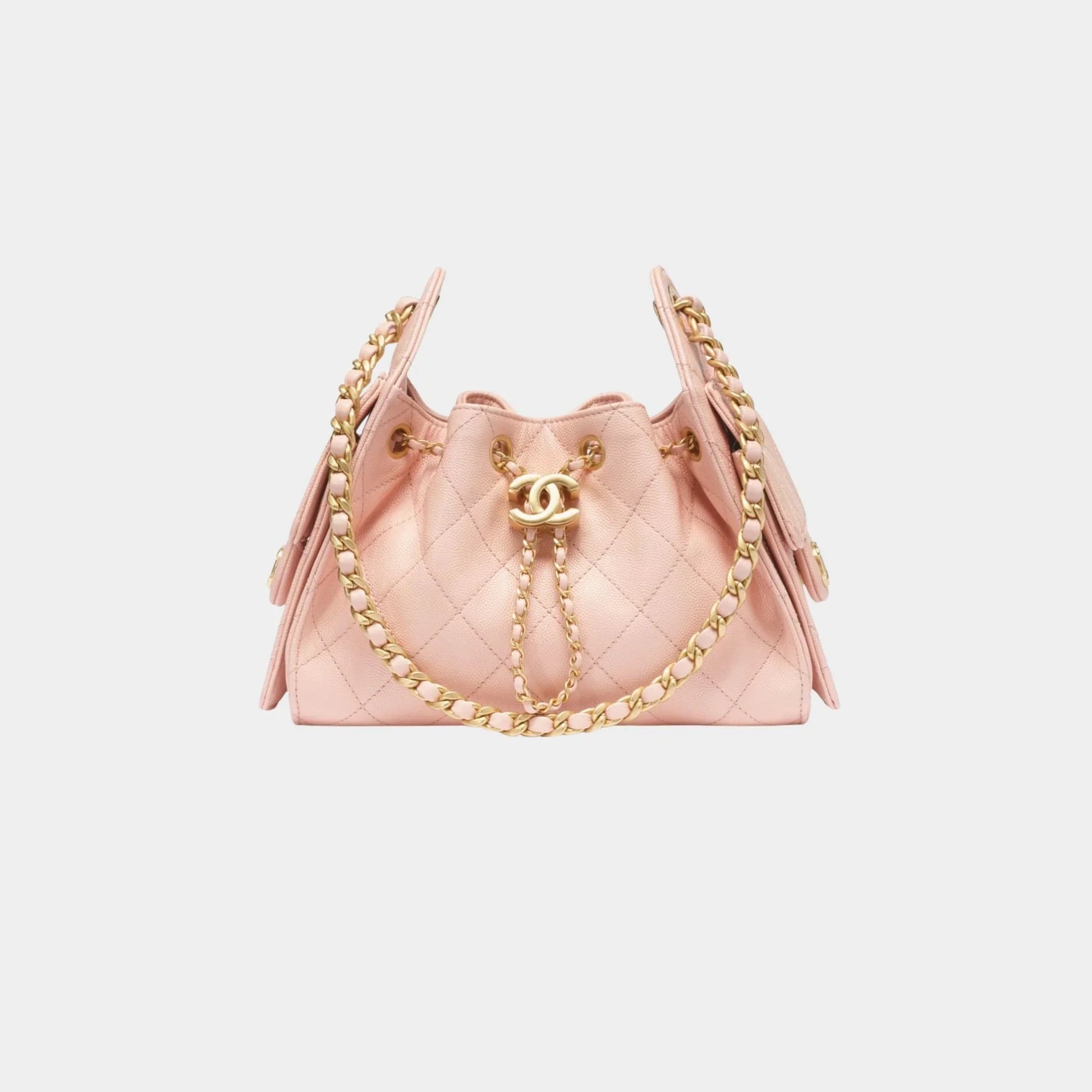 Chanel 25 Mini Handbag Grained Calfskin & Gold Tone Metal