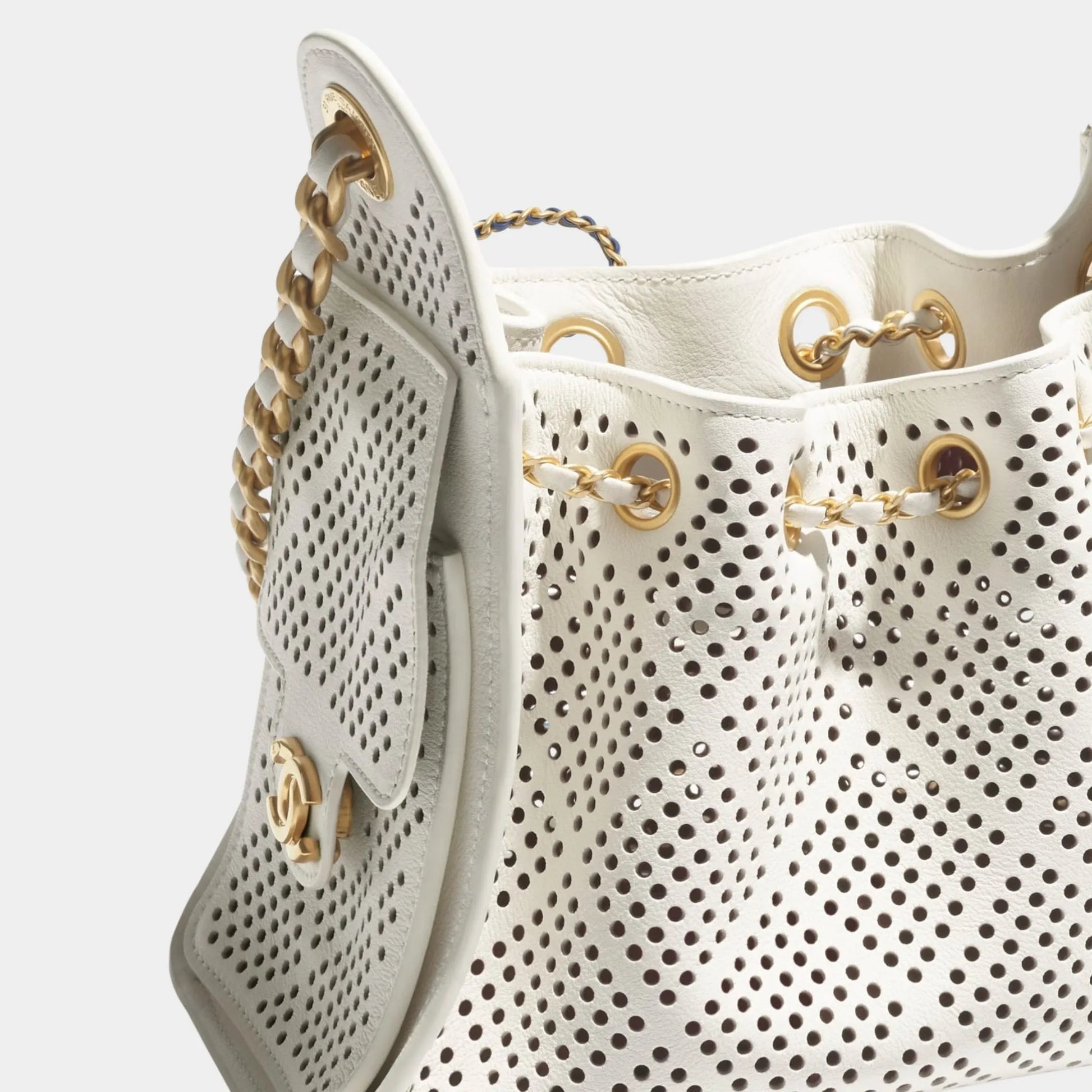 Chanel 25 Mini Handbag Perforated Calfskin & Gold Tone Metal