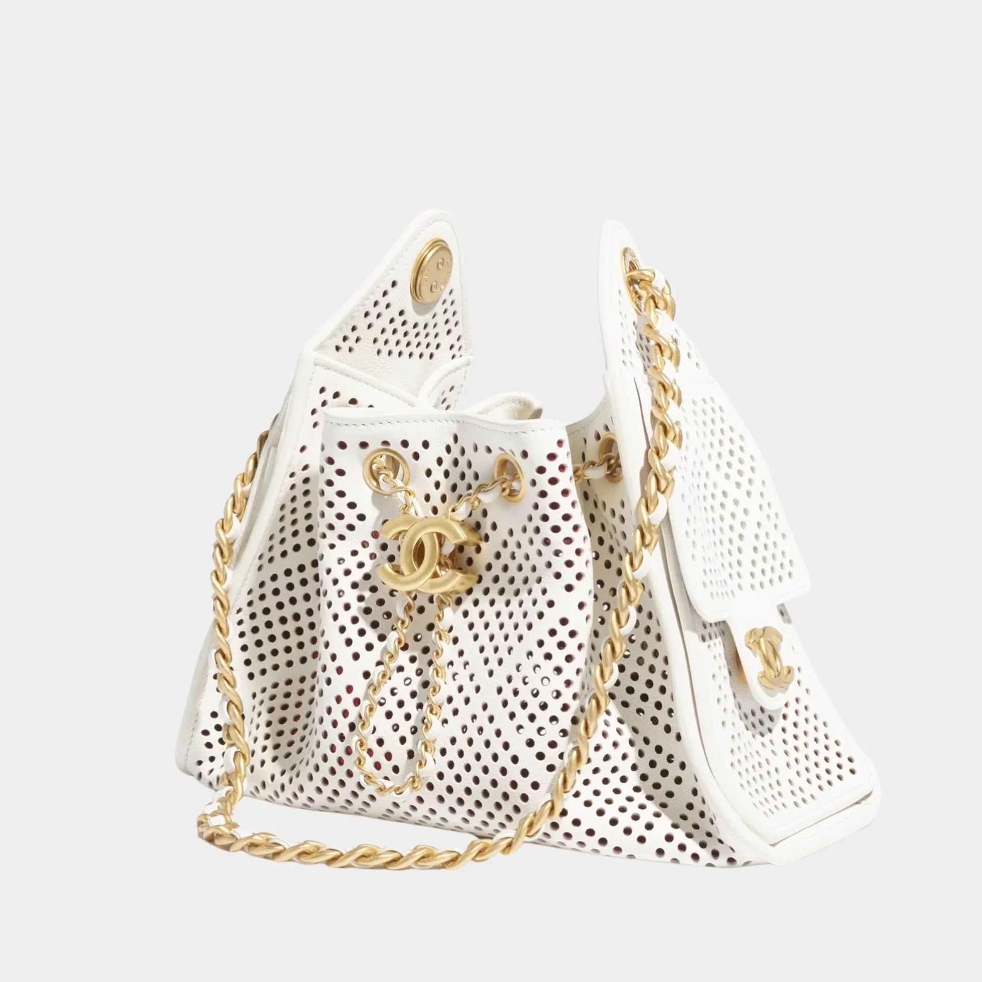 Chanel 25 Mini Handbag Perforated Calfskin & Gold Tone Metal