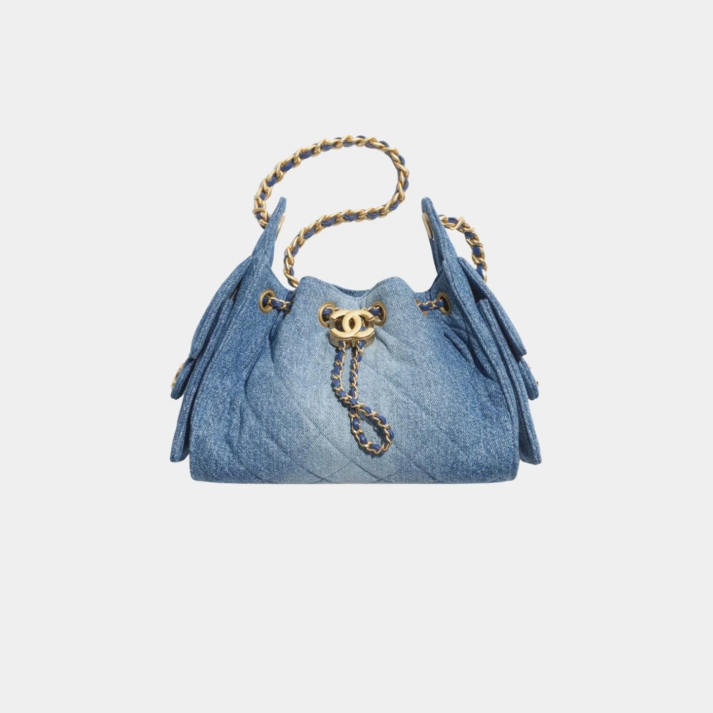 Chanel 25 Mini Handbag Washed Denim & Gold Tone Metal