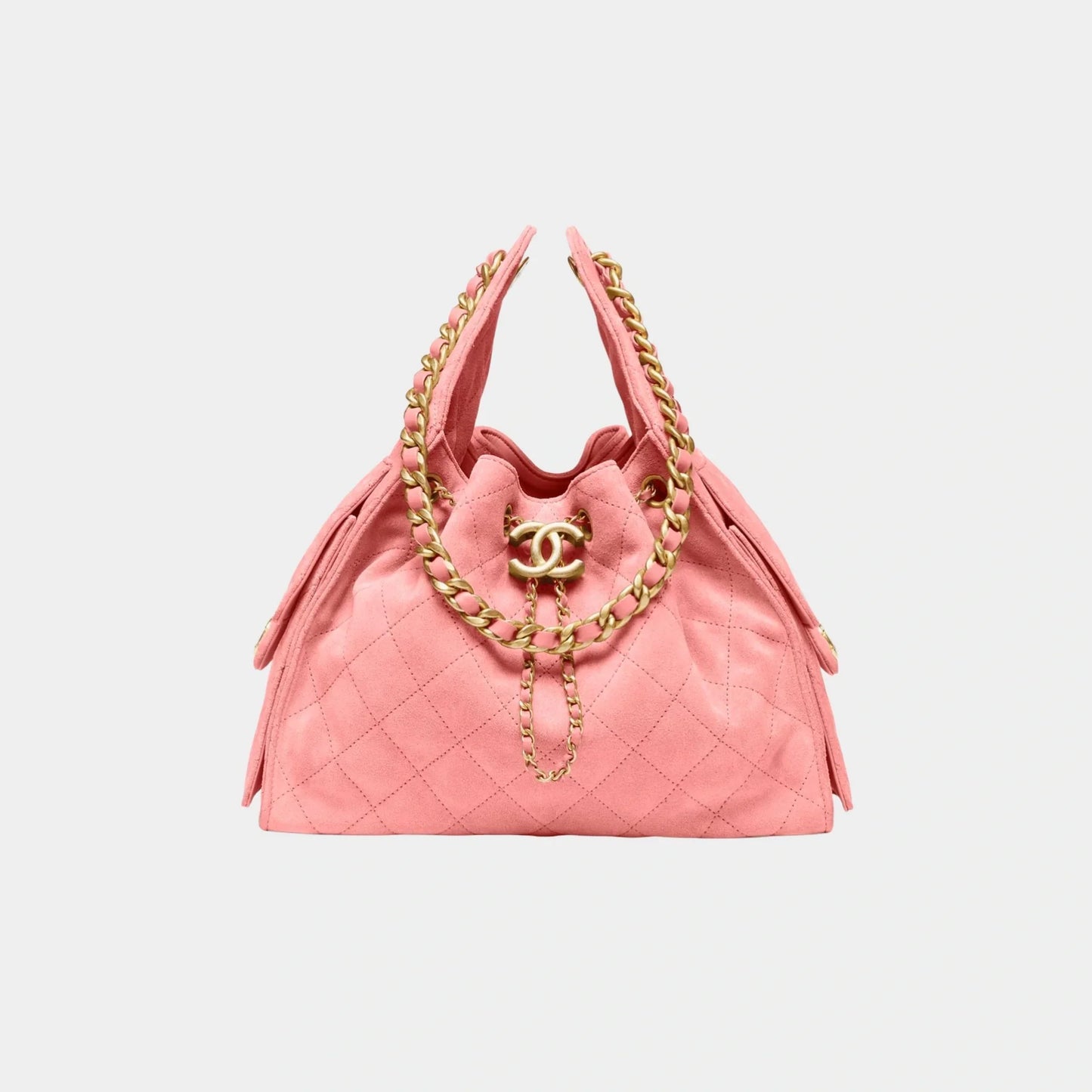 Chanel 25 Small Handbag Suede Calfskin & Gold Tone Metal Pink