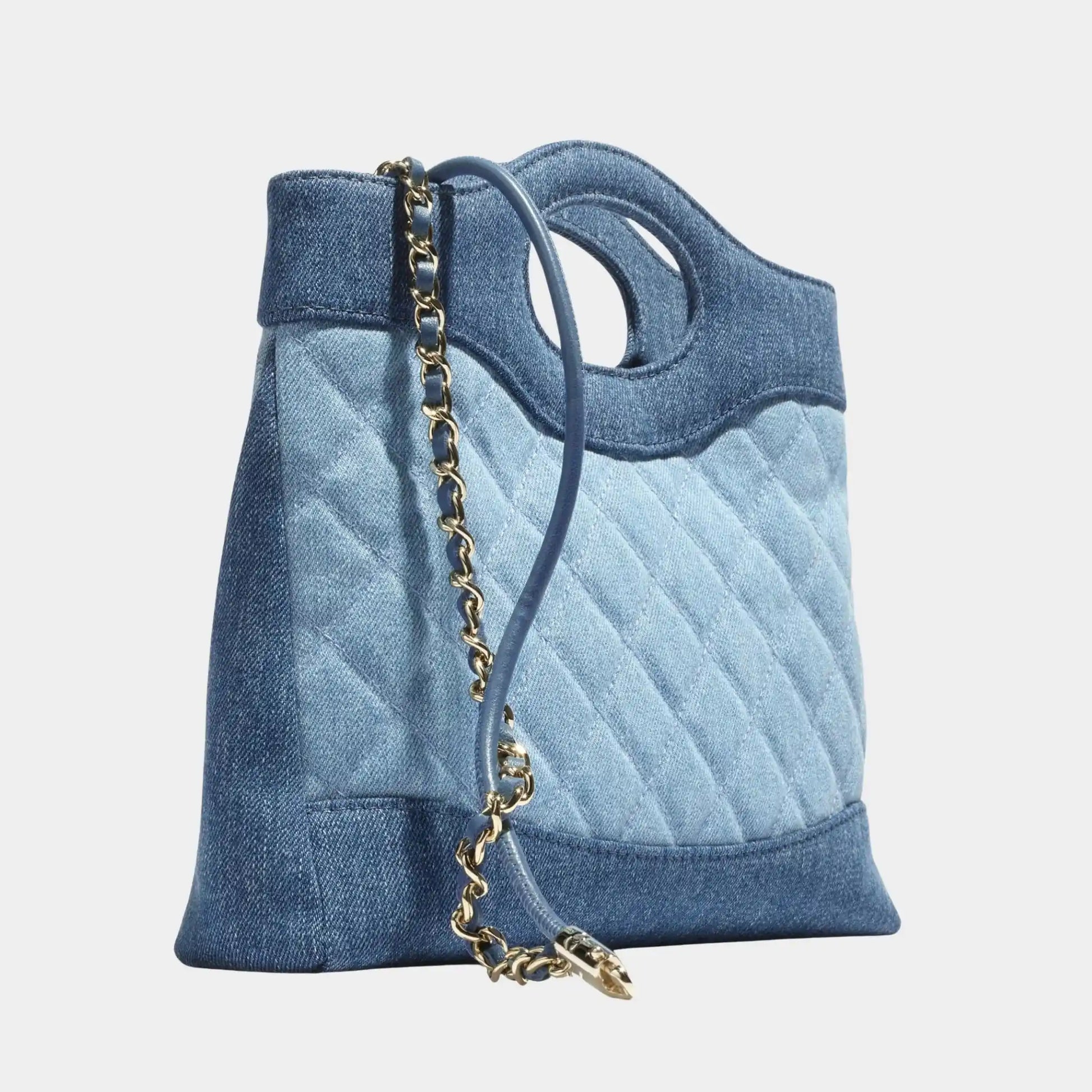 Chanel 31 Mini Shopping Bag Washed Denim & Gold Tone Metal