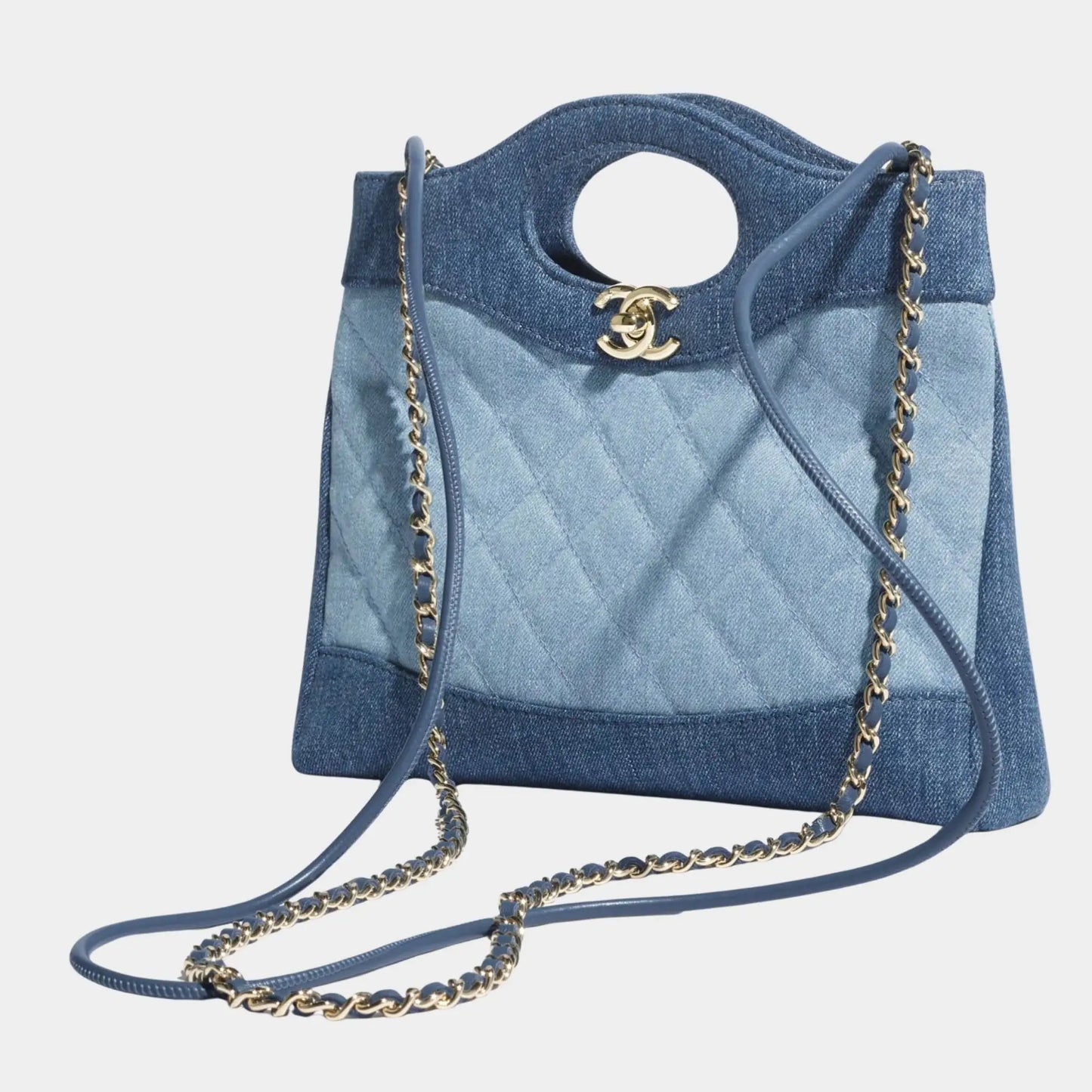 Chanel 31 Mini Shopping Bag Washed Denim & Gold Tone Metal