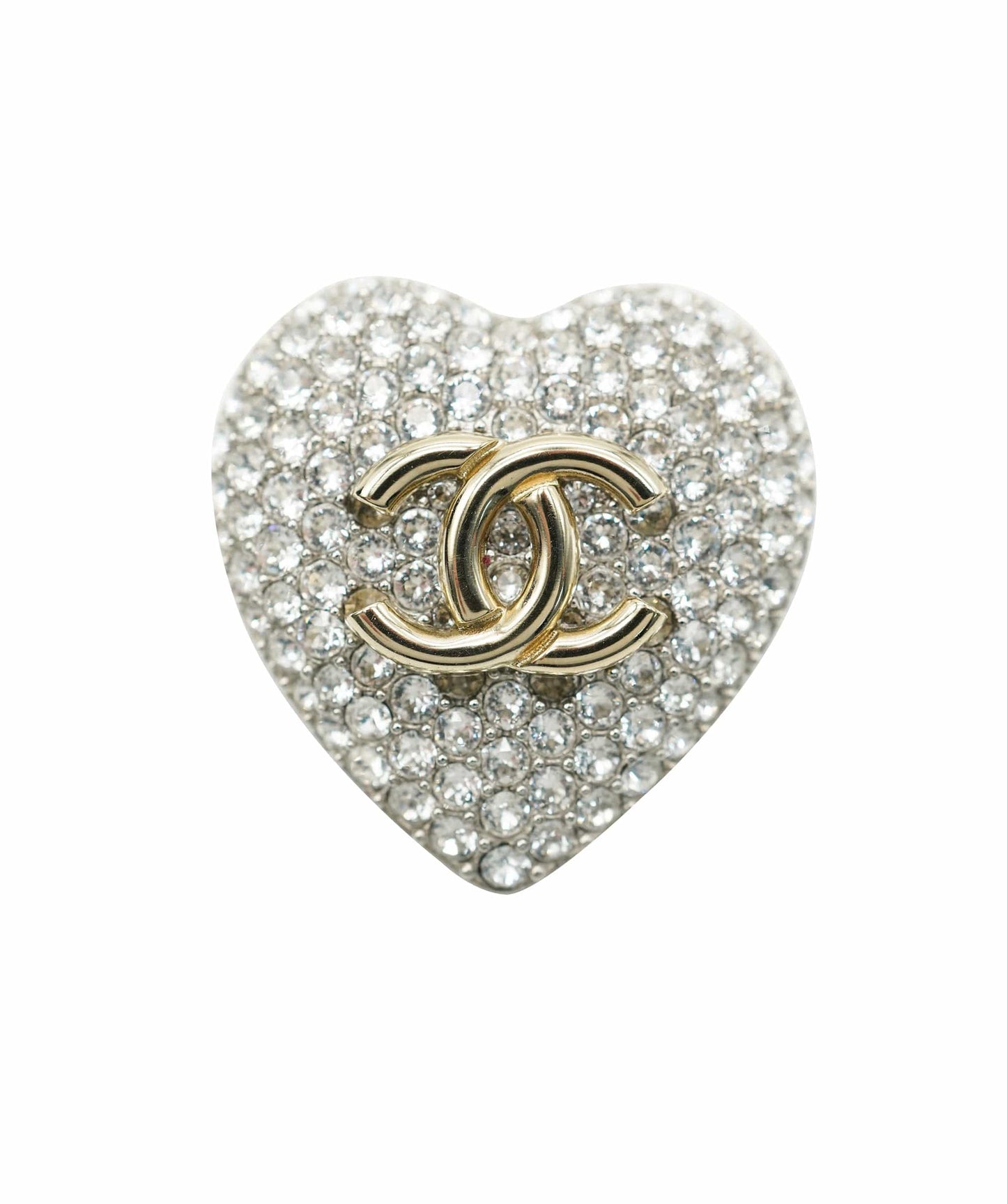 Chanel Big Heart Rhinestone CC Brooch AVC1936