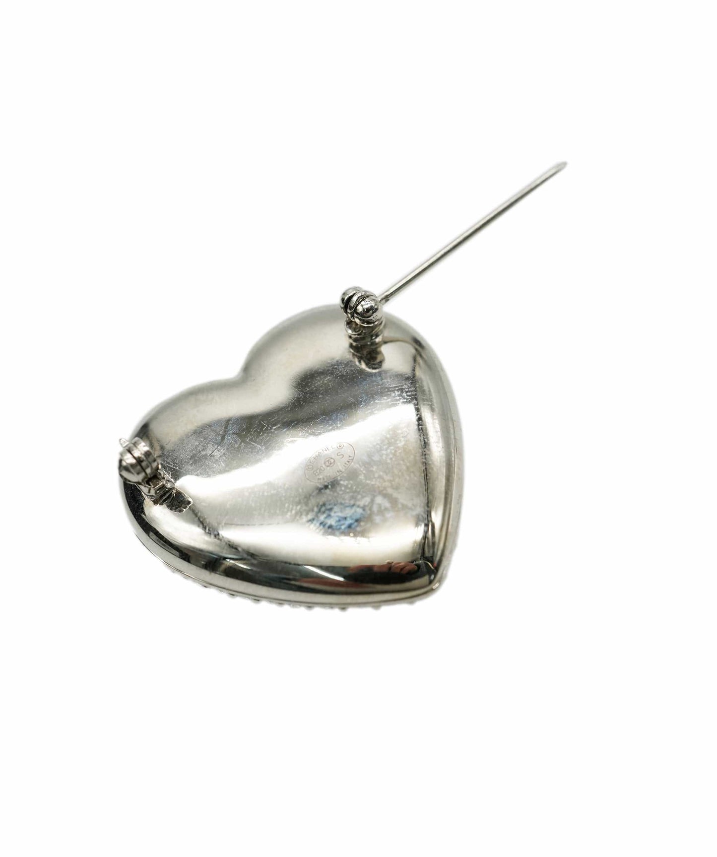 Chanel Big Heart Rhinestone CC Brooch AVC1936