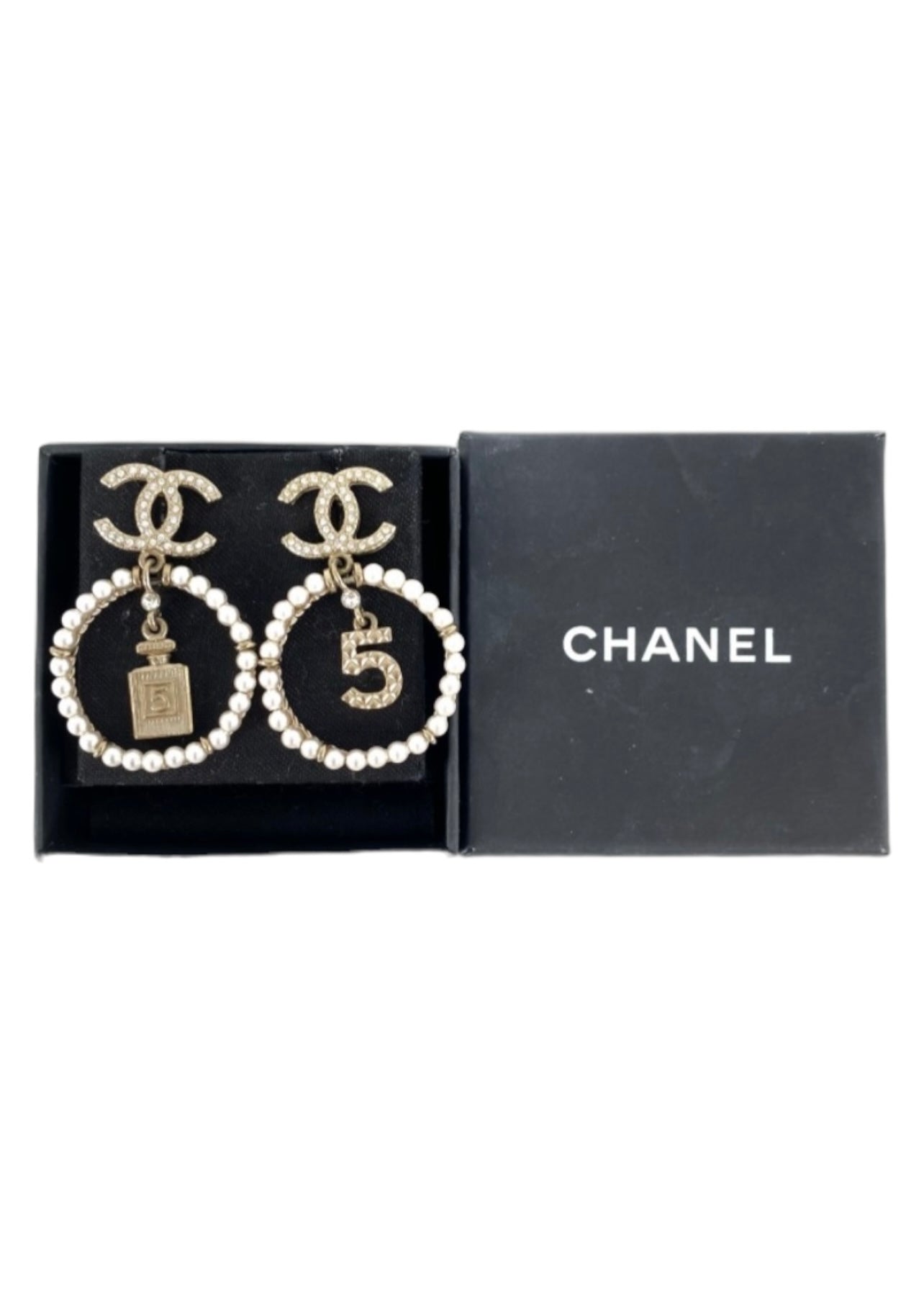 Chanel CC Dangle Hoop Earrings (Pierced) SKC1793