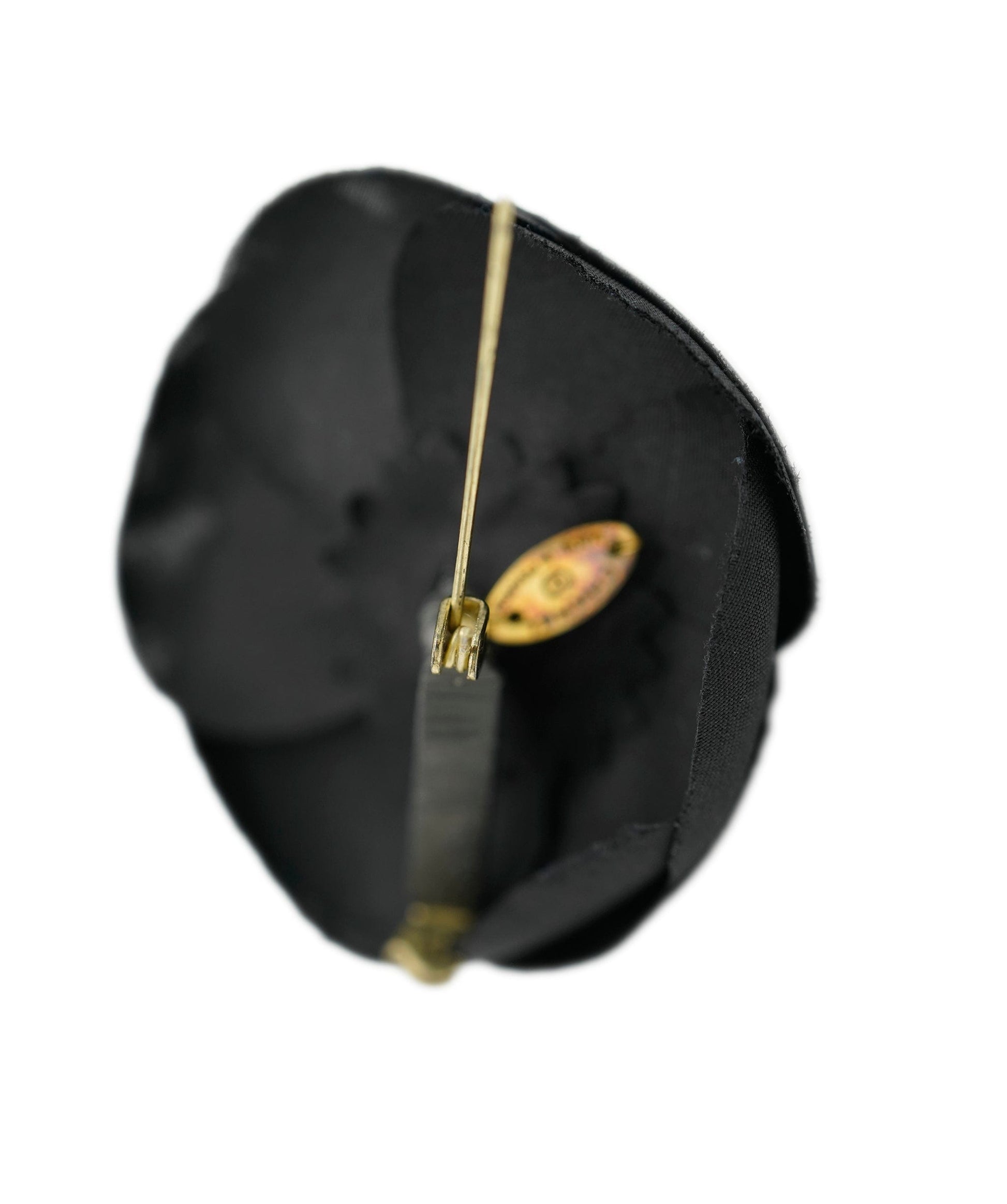 Chanel Camelia Brooch Black Fabric  AVC1373