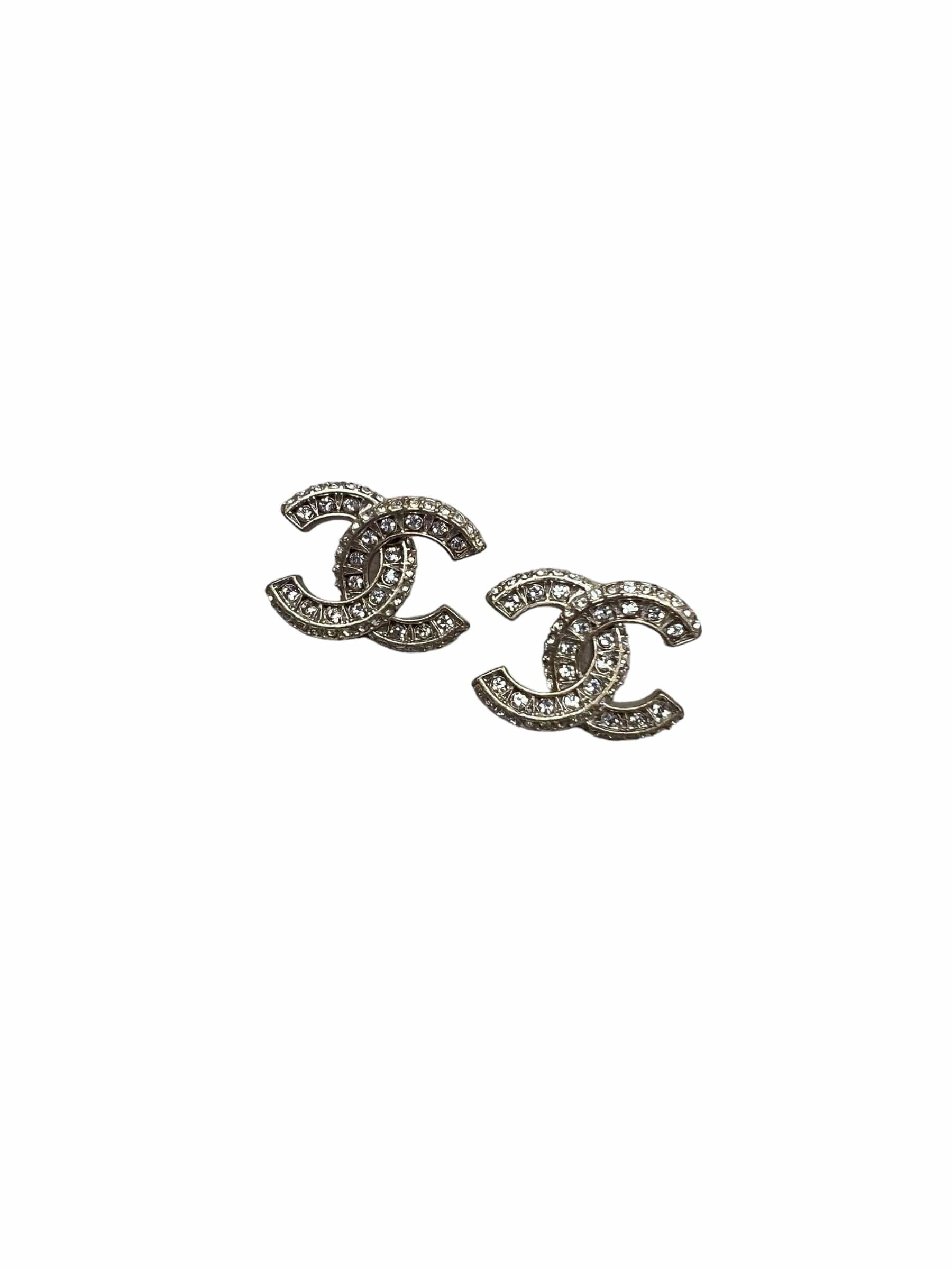 Chanel CC Strass Earrings LGHW (Pierced) SKC1653