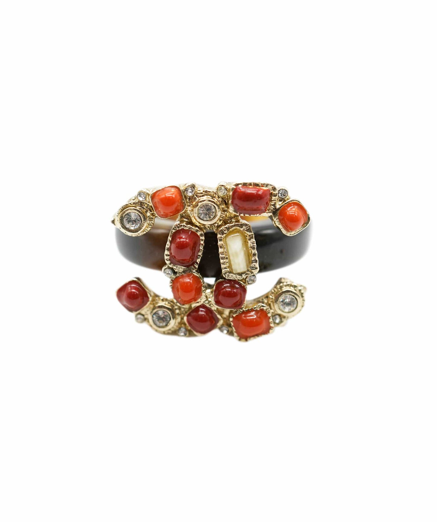 Chanel Red Orange Gold Ring  ALC0851