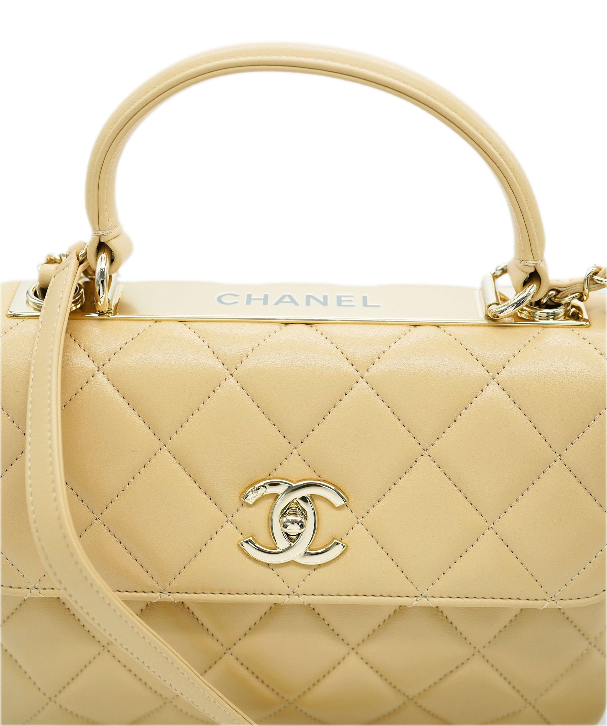 Chanel Beige Lambskin Matelasse Trendy  ALC1766