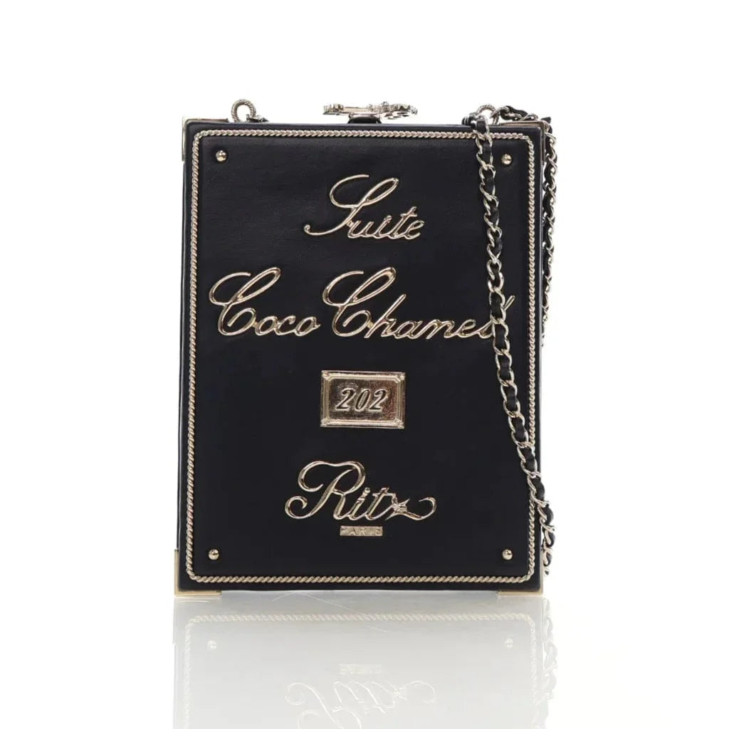 Chanel Black Lambskin Room Card Minaudiere Evening Bag L-03BKIN