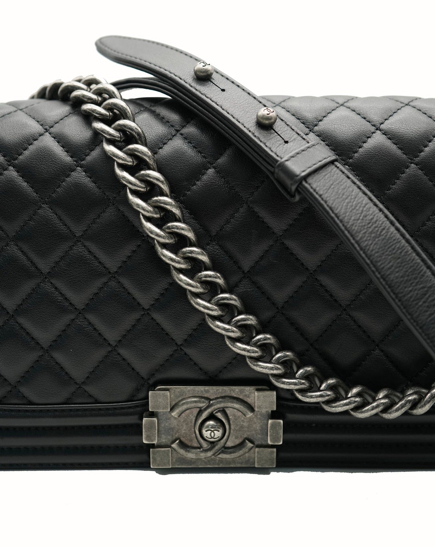 Chanel Black Medium Boy Bag Lambskin with RHW  ALC1474