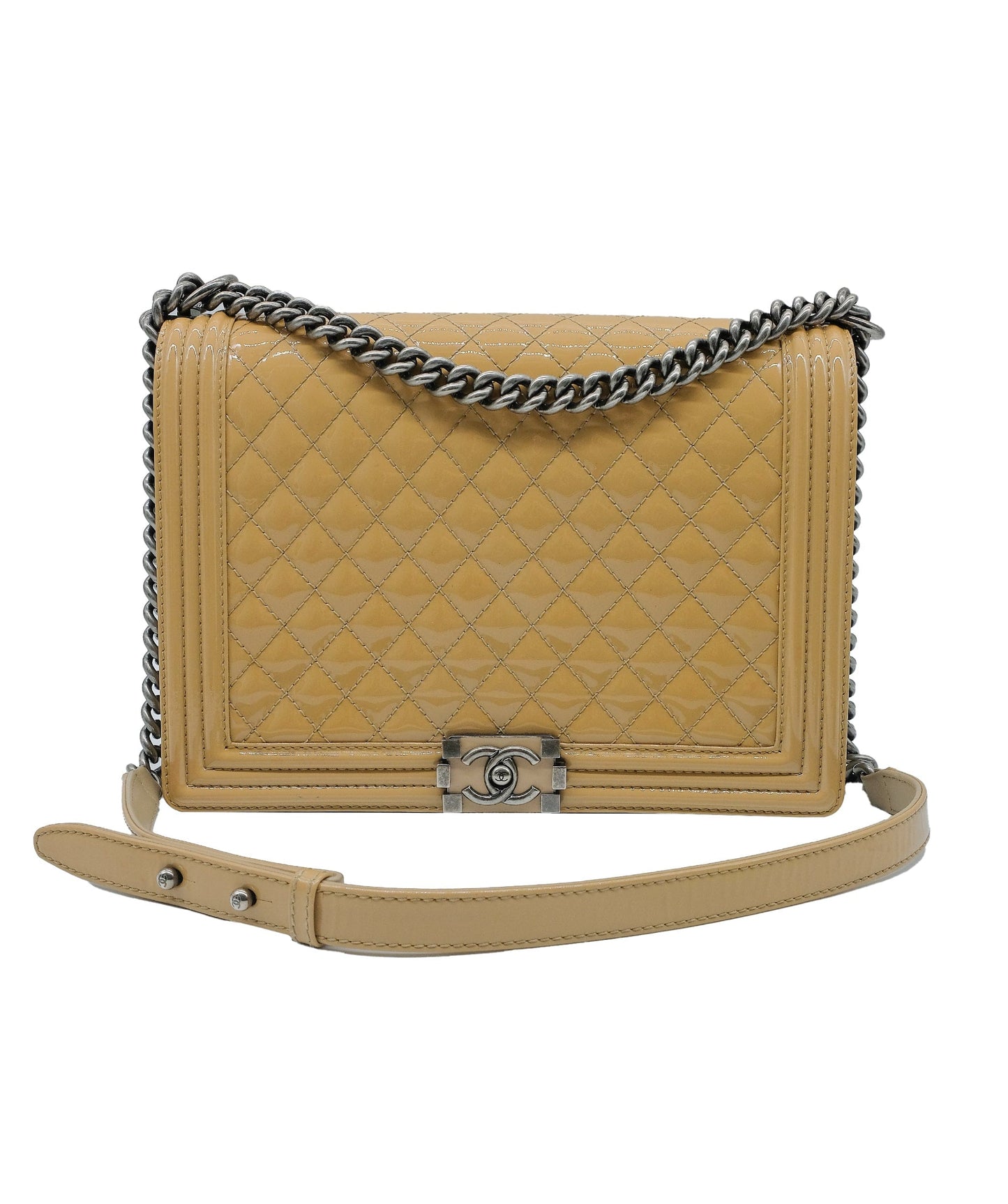 Chanel Boy Patent Beige Large RJC3253