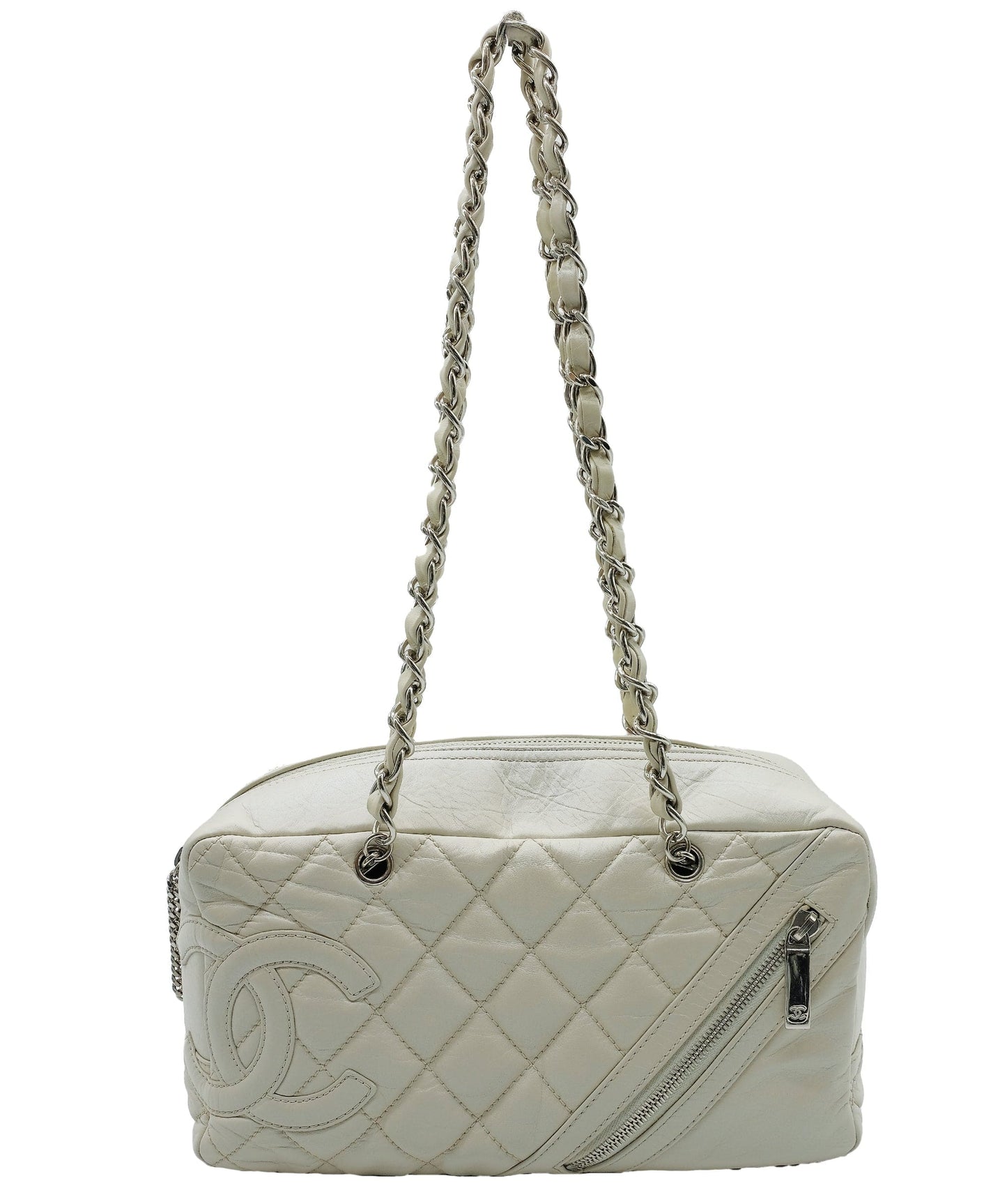 CHANEL CHAINED CAMBON BAG CREAM SHW AVC1894