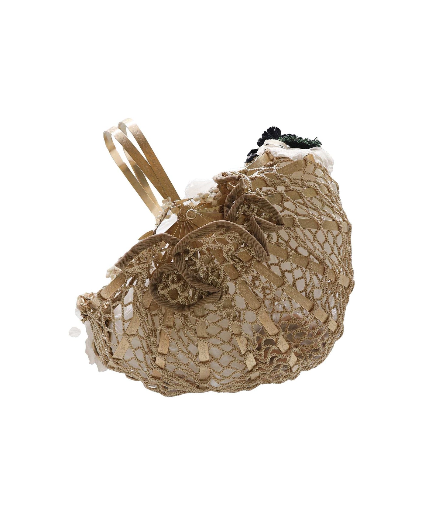 CHANEL COCOMARK BASKET BAG BEIGE METAL MESH DXBS2196