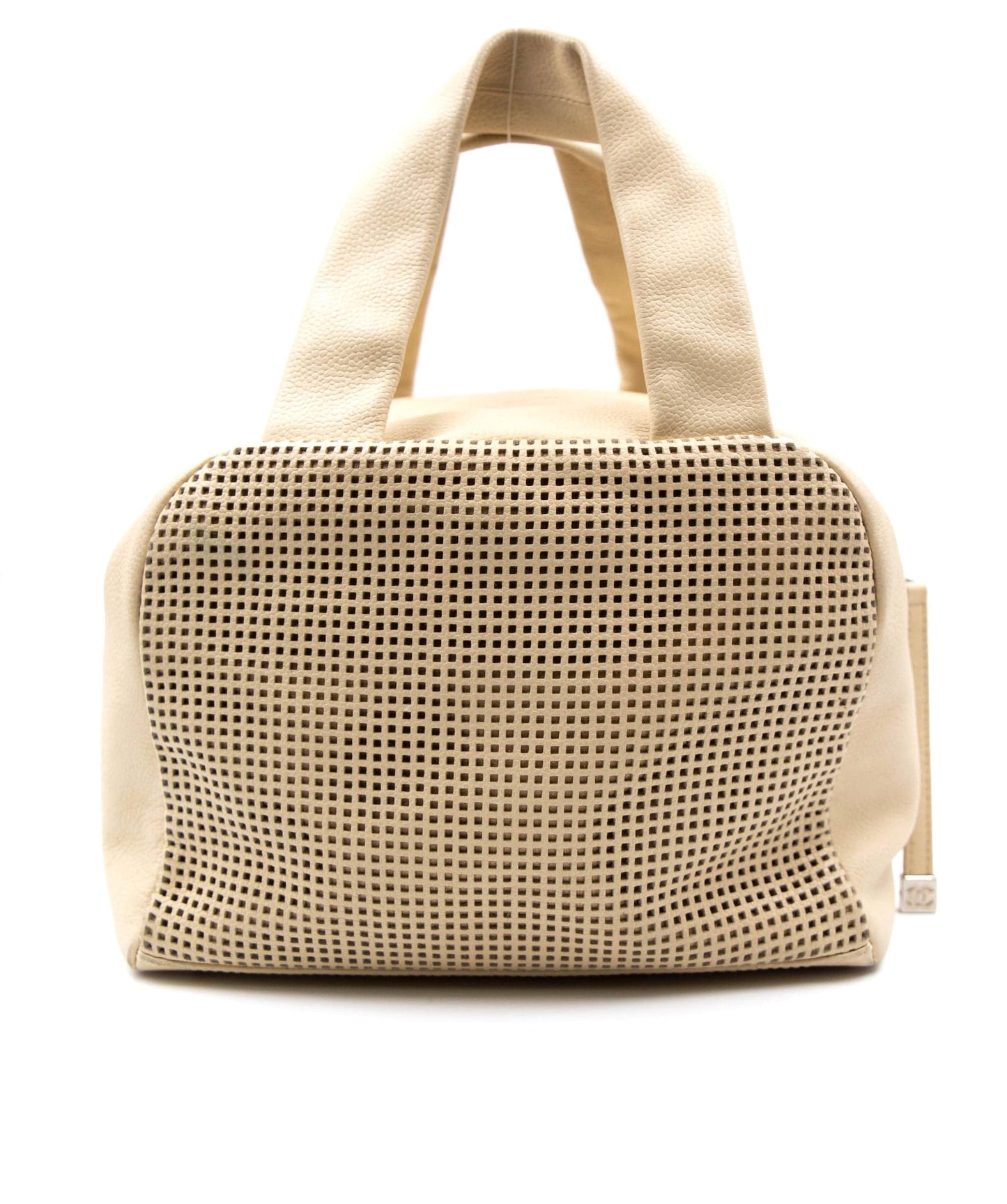 Chanel Cream Perforated Leather Bowling Bag - AGL2122