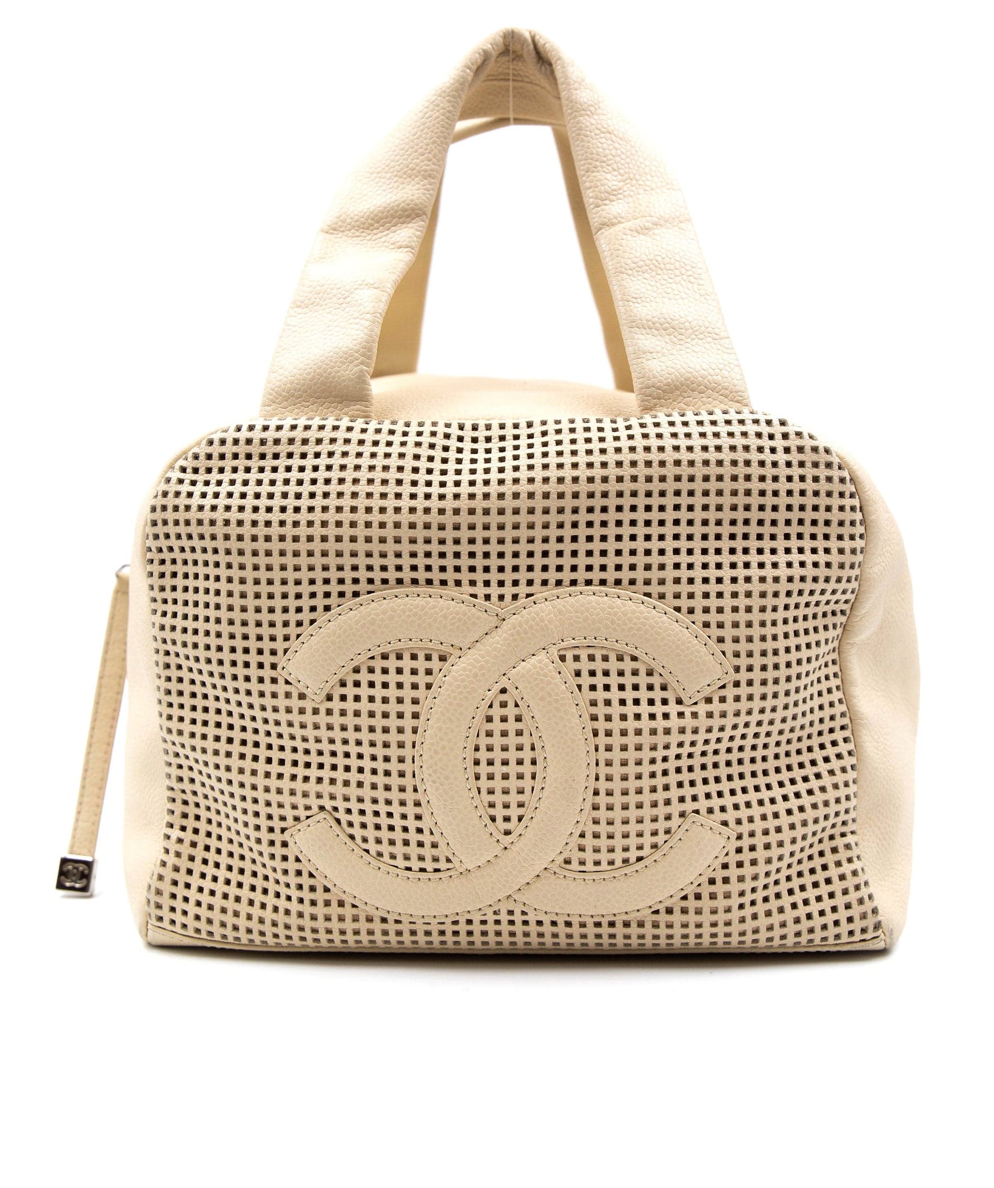 Chanel Cream Perforated Leather Bowling Bag - AGL2122