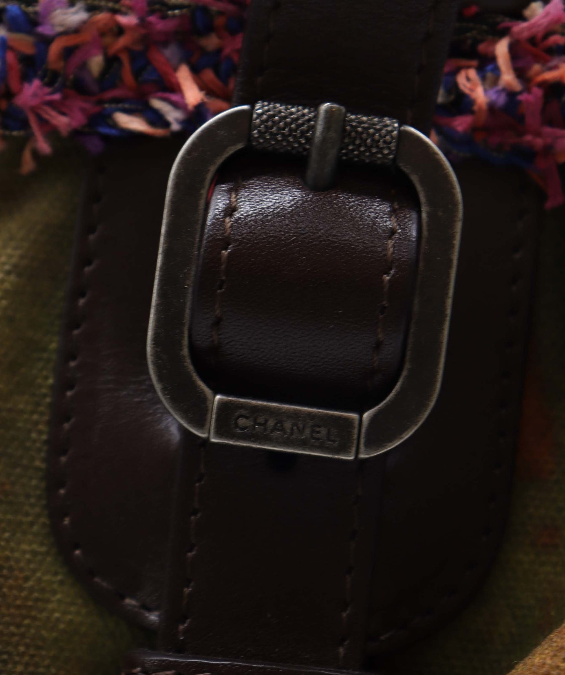 CHANEL EMBROIDERED BOWLING HAND BAG MULTICOLOR CANVAS LEATHER DXBS2213