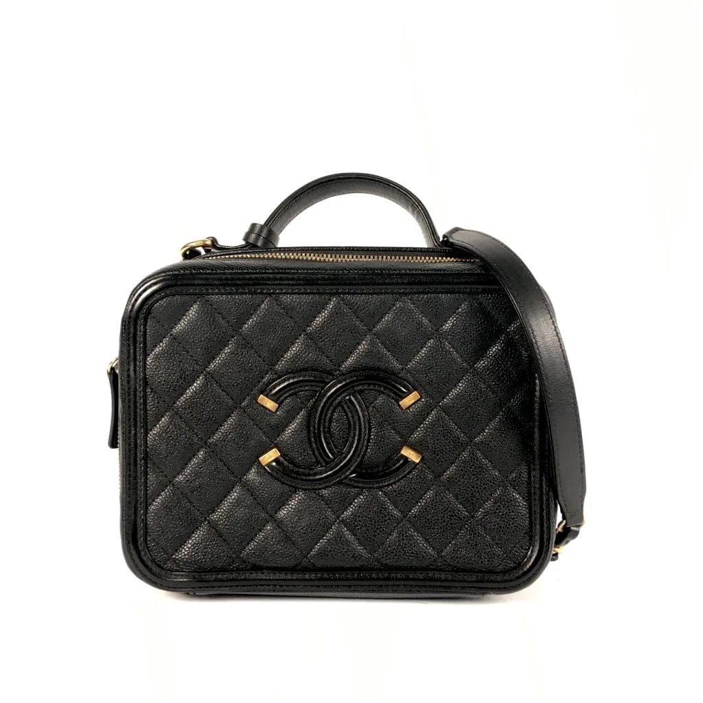 Chanel Filigree Vanity Case Medium Black Caviar L-SXYNYQ