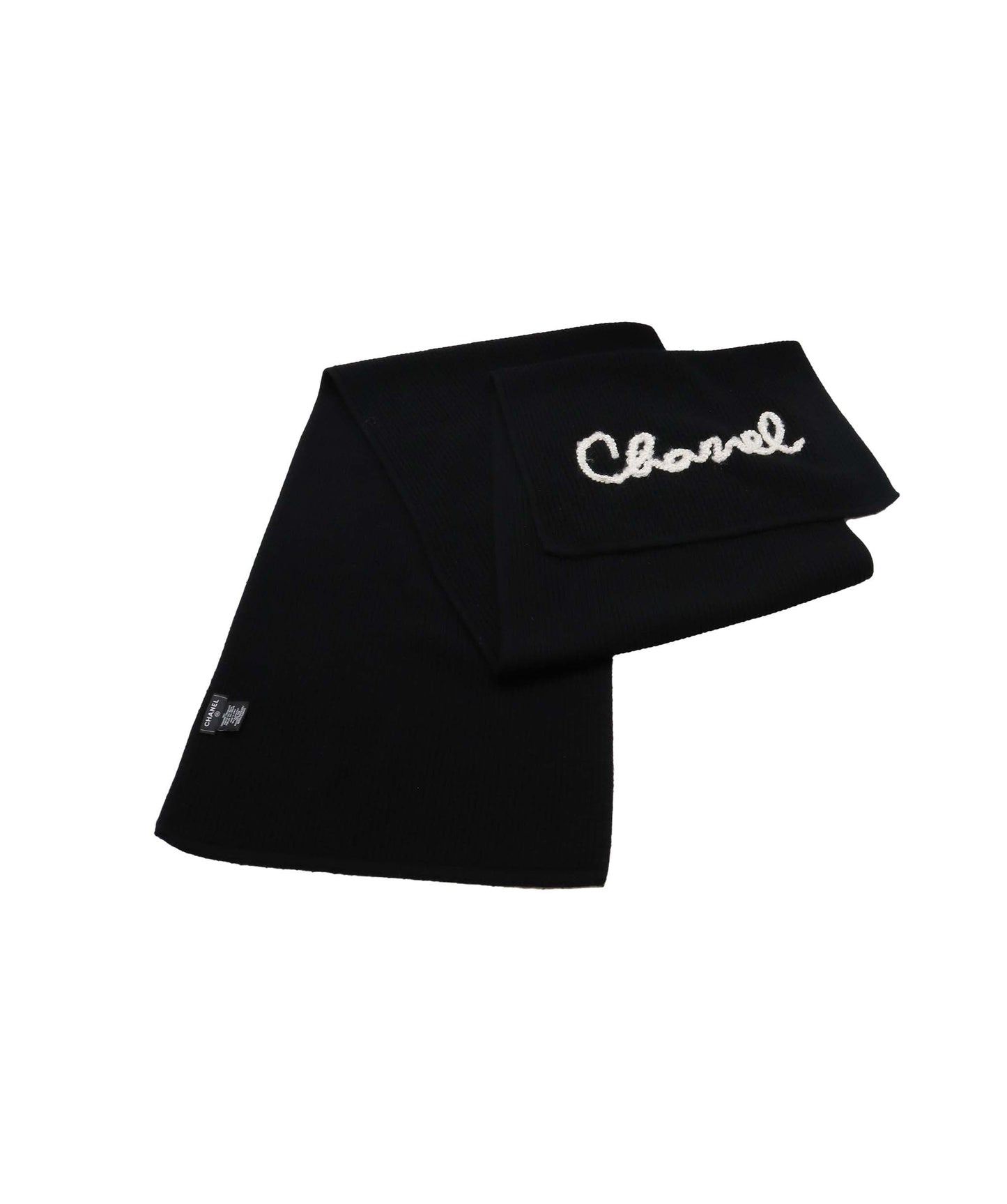Chanel Logo Cashmere Knit Scarf Black - DXBS1282