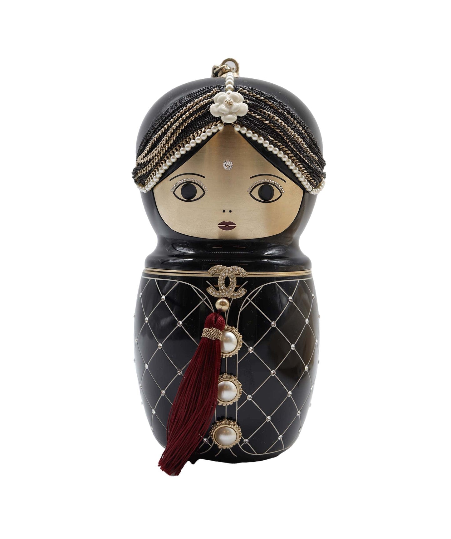 Chanel Bombay matryoshka doll black gold bag DXBS2297