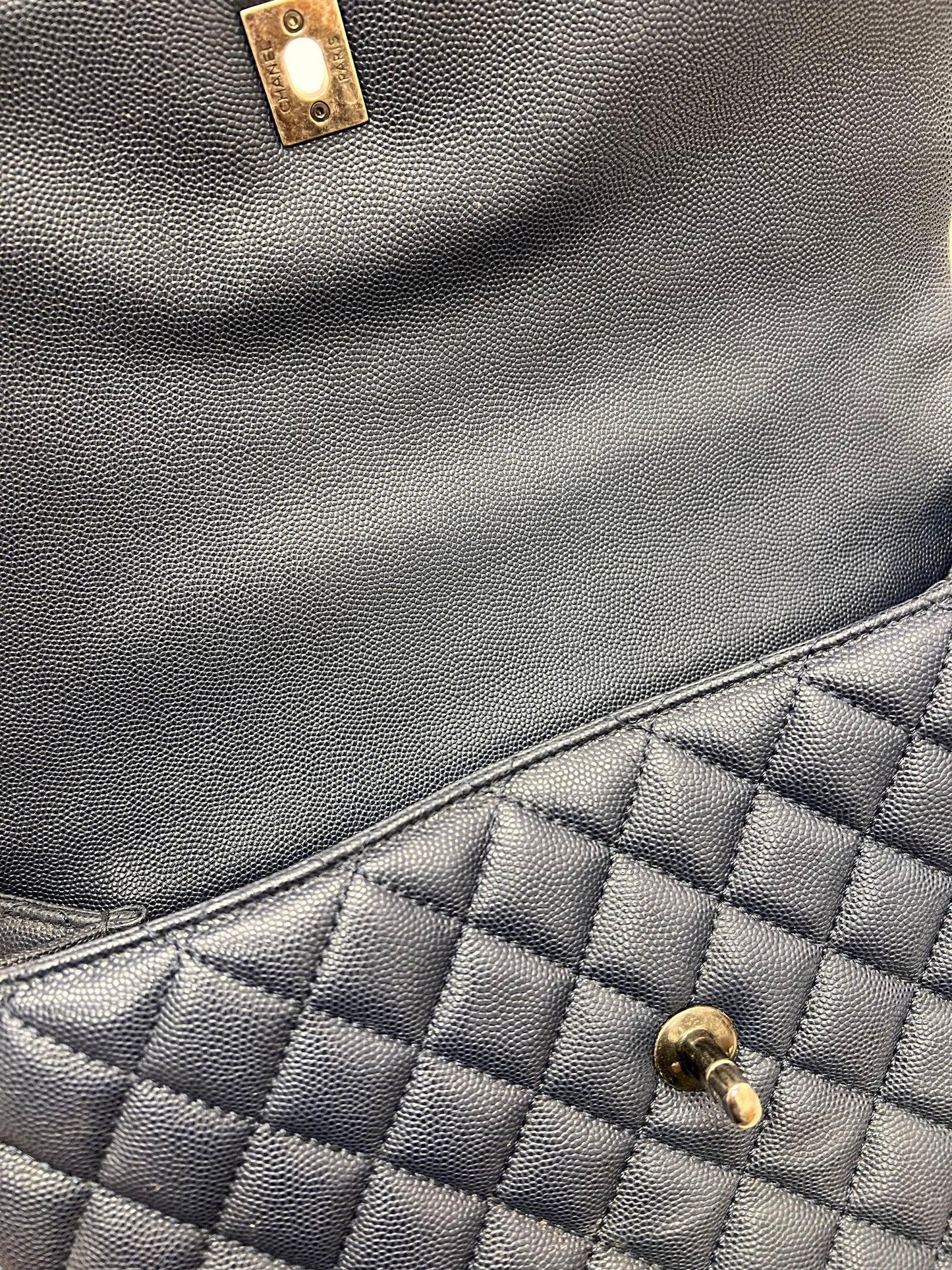 Chanel Medium Coco Handle Navy Caviar RHW #23 SYC1167