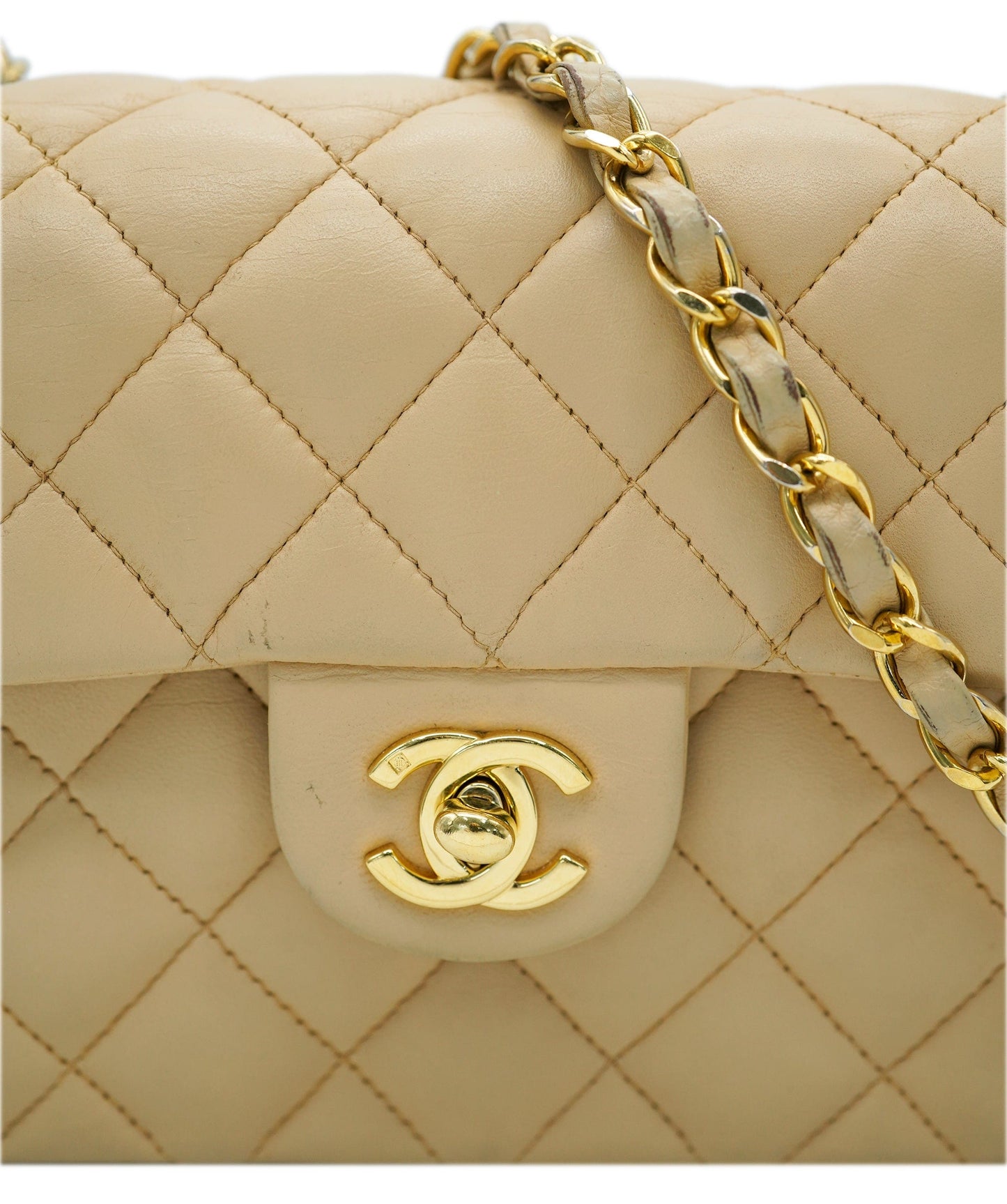 Chanel Mini Classic Flap Beige GHW REC1728