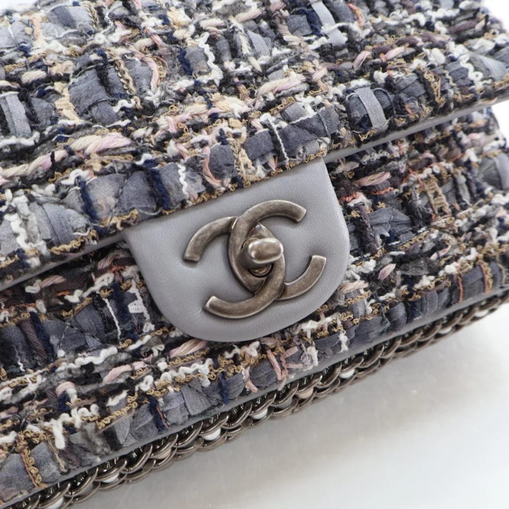 Chanel Mini Grey Multicolor Tweed River of Pearls Rectangle Flap L-Z3O5TG