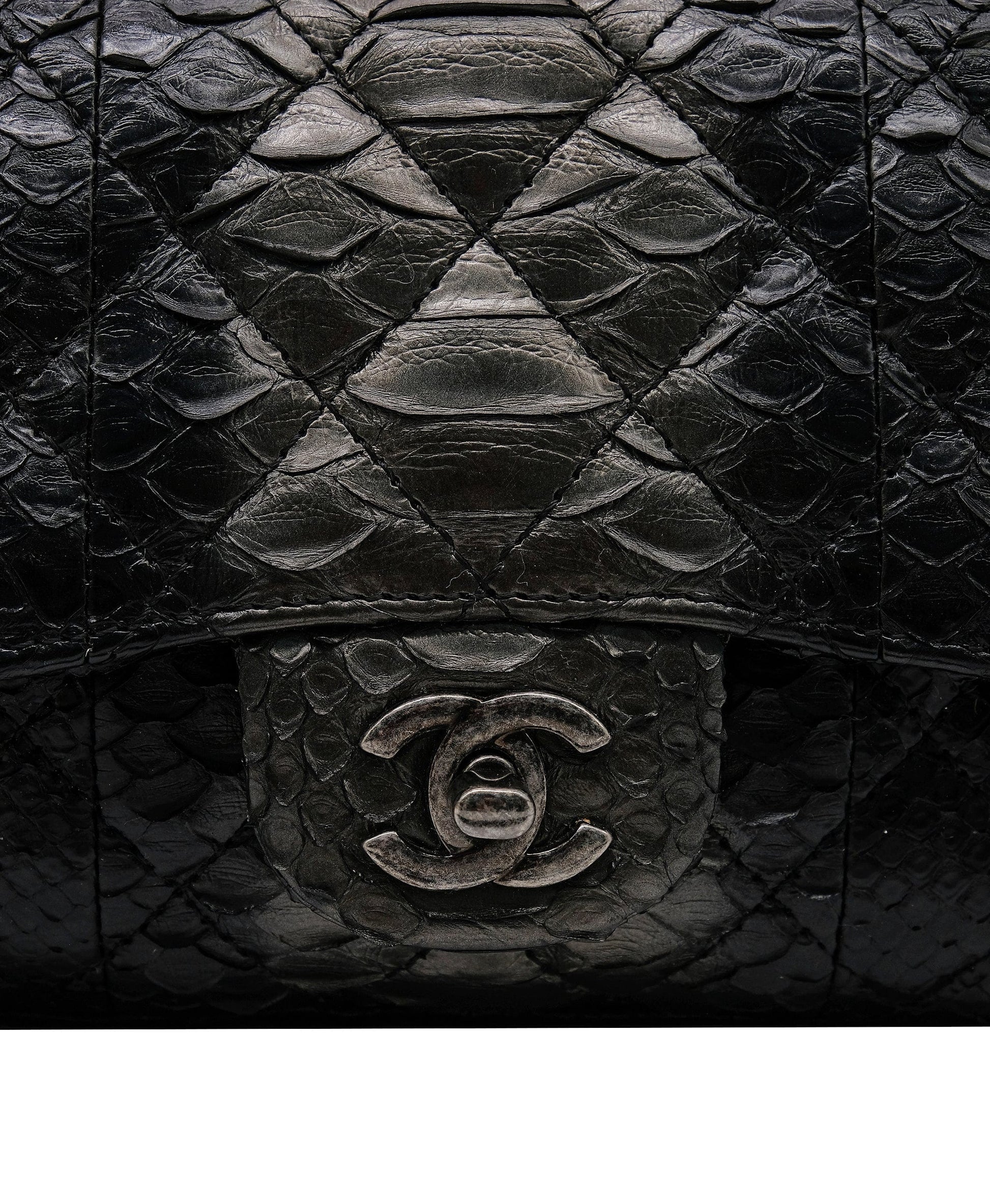 Chanel Python Black Chain Shoulder Bag RJC3737
