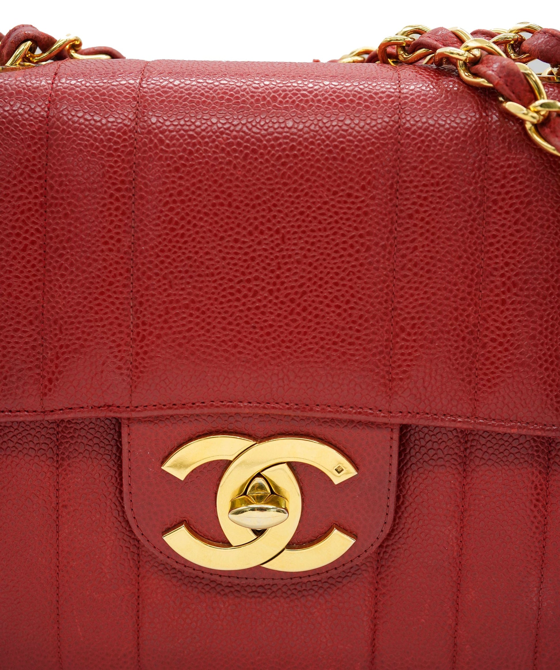 Chanel Red Jumbo Mademoiselle caviar bag - Comes with Box and Dustbag  - AJC0721