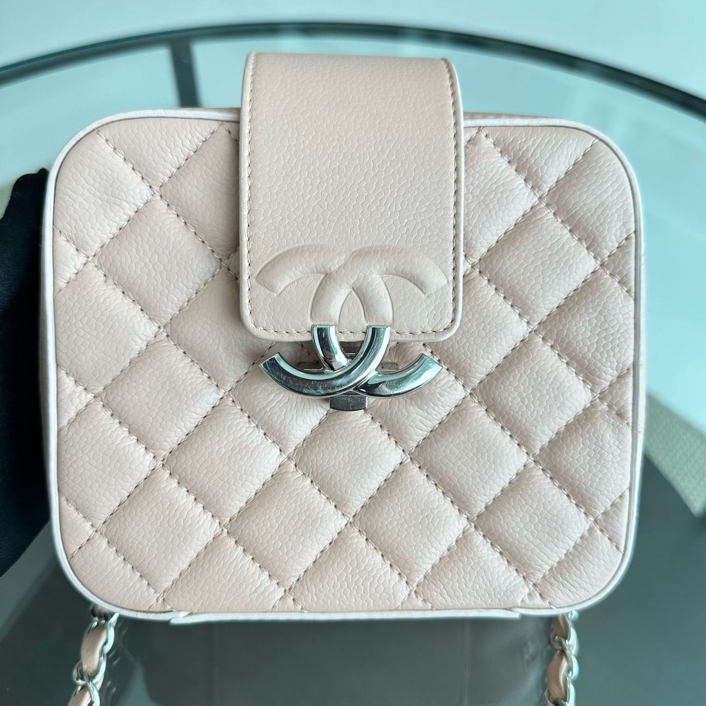 Chanel Box Camera - Quilted Goatskin Beige SHW No 24