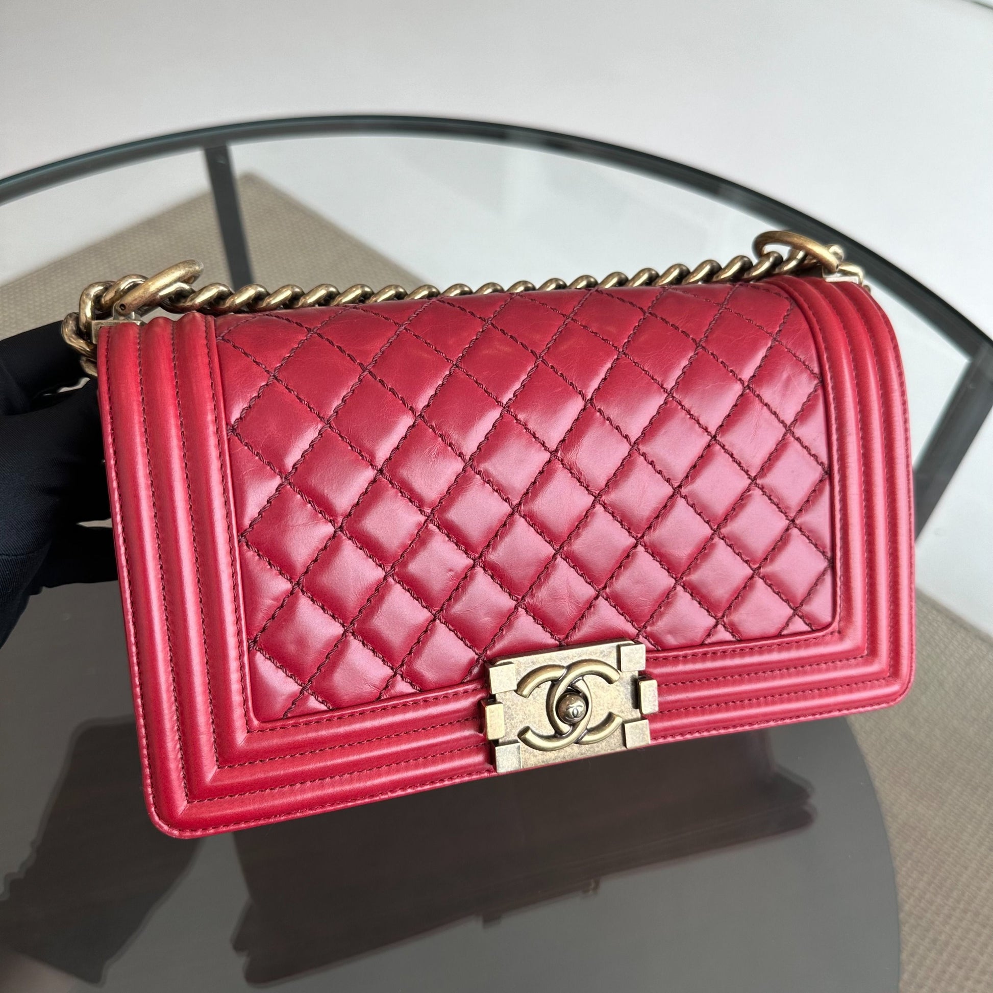 Chanel Boy Medium - 25CM Glazed Calfskin with Antique GHW No 17