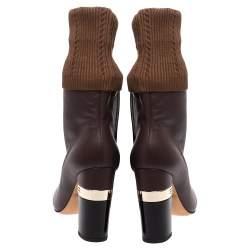 Chanel Brown Mailer 16K Chunky Heel Logo Boots for Women