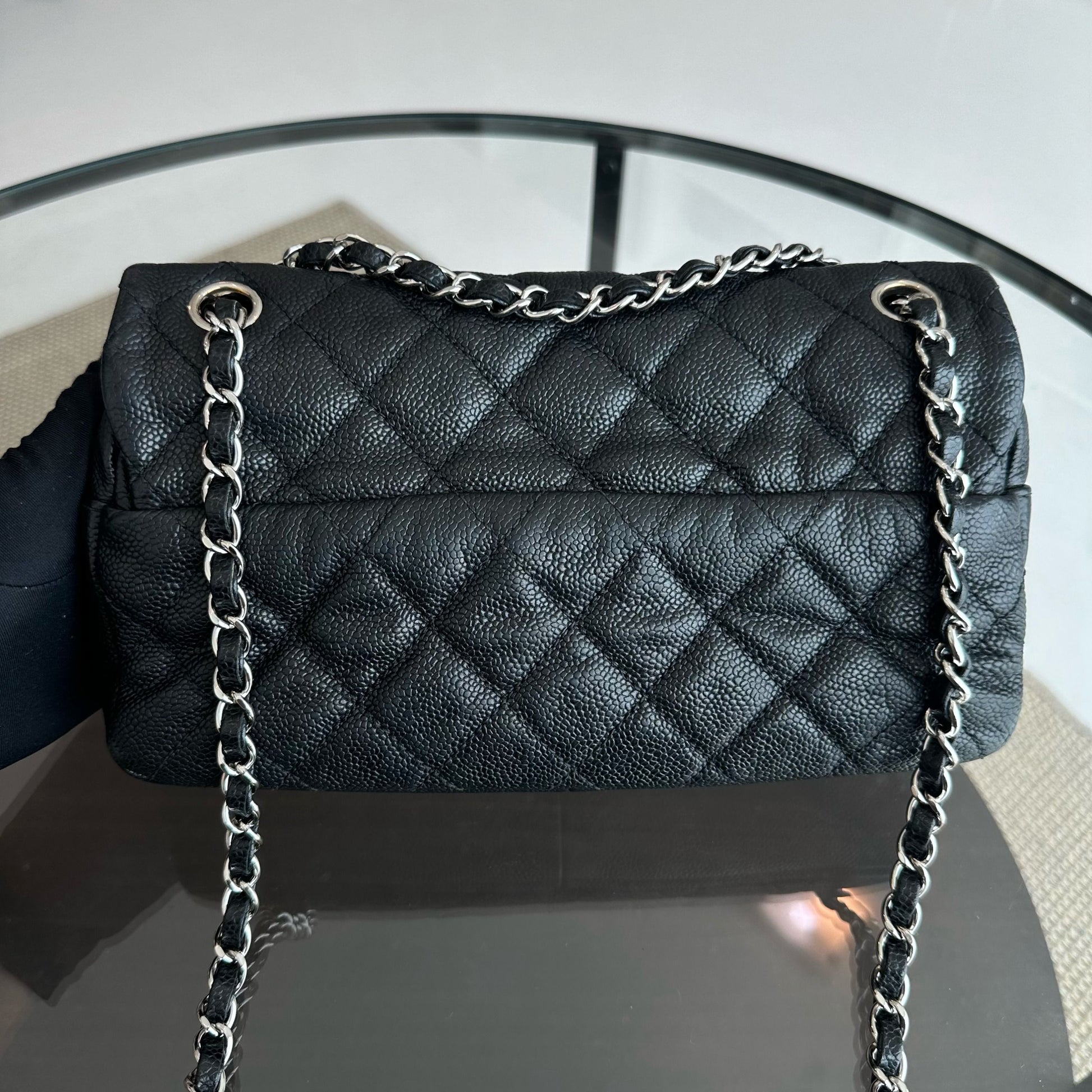 Chanel Seasonal Flap - Zip Around Caviar Quilted Black Silver Hardware Series 17